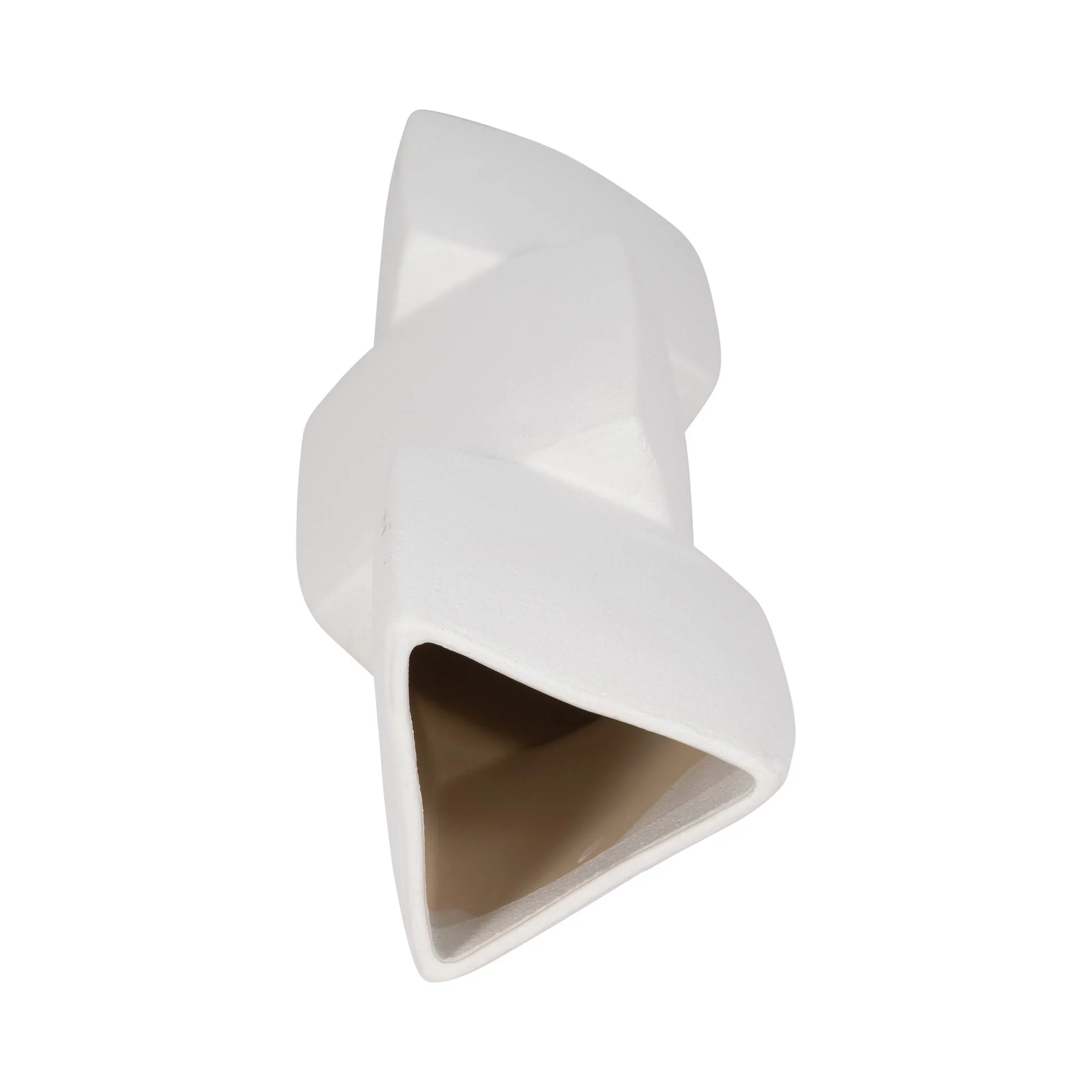 17" Stacked Triangle Rough Vase,ivory - Image 6