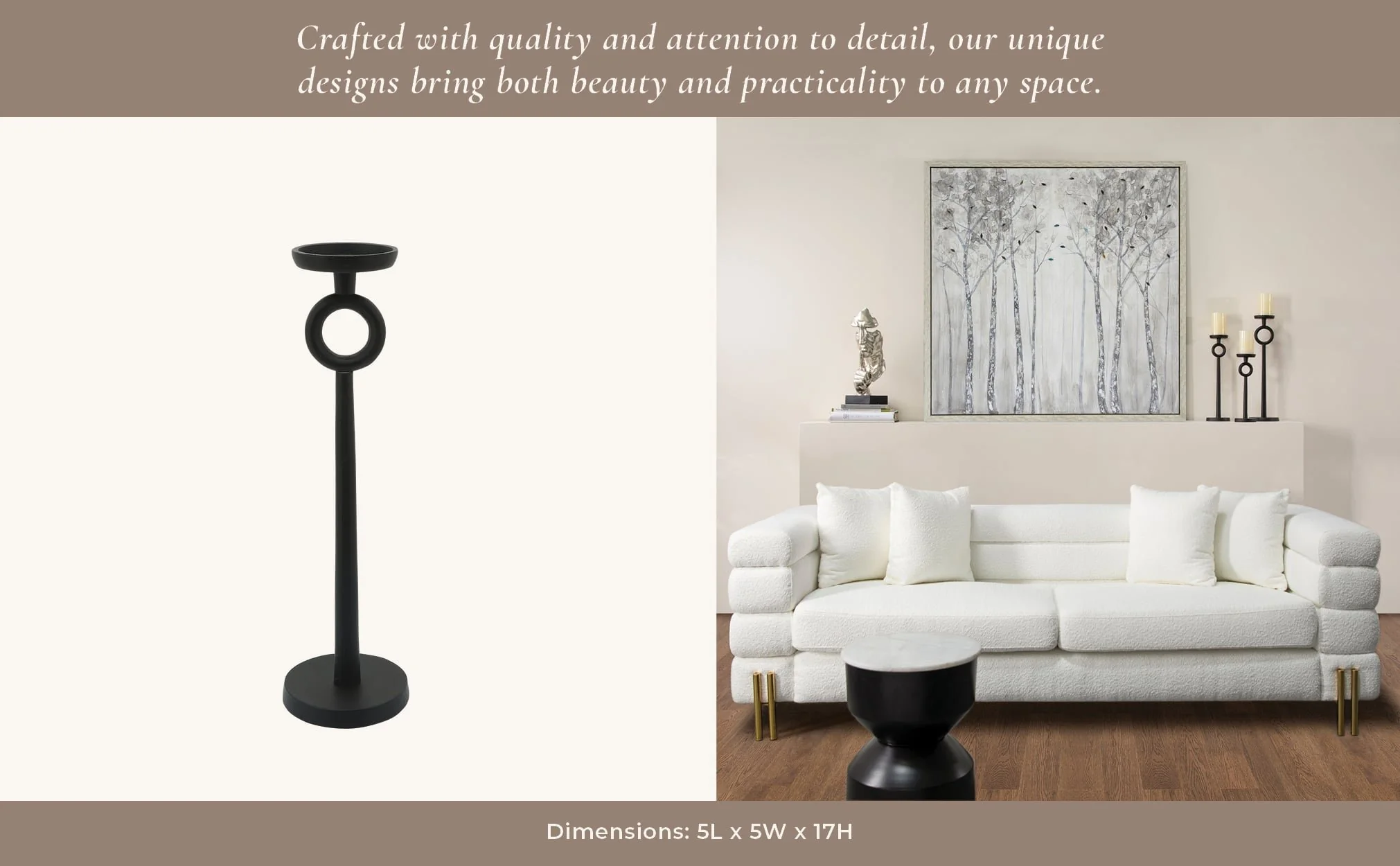 17"h Metal Candle Holder, Black - Image 10