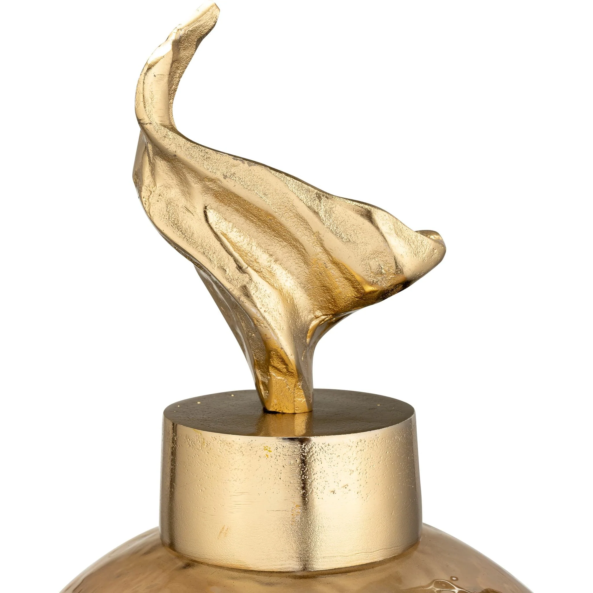 17"h Metal Vase W/ Lily Lid, Bronze - Image 6