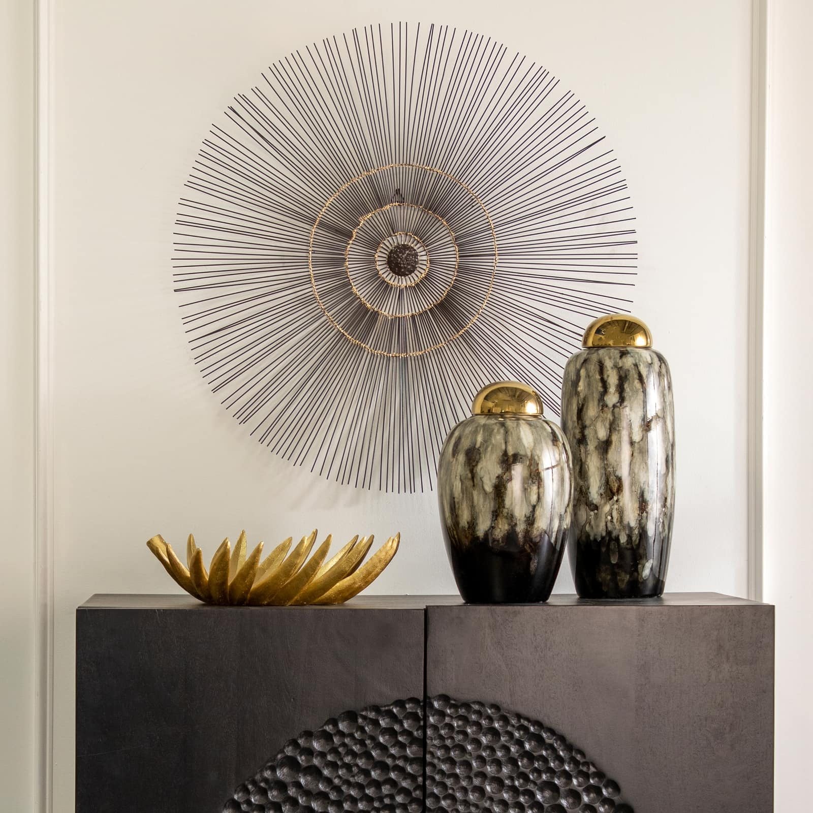 17"h Urn W/ Gold Lid, Multi - Image 11