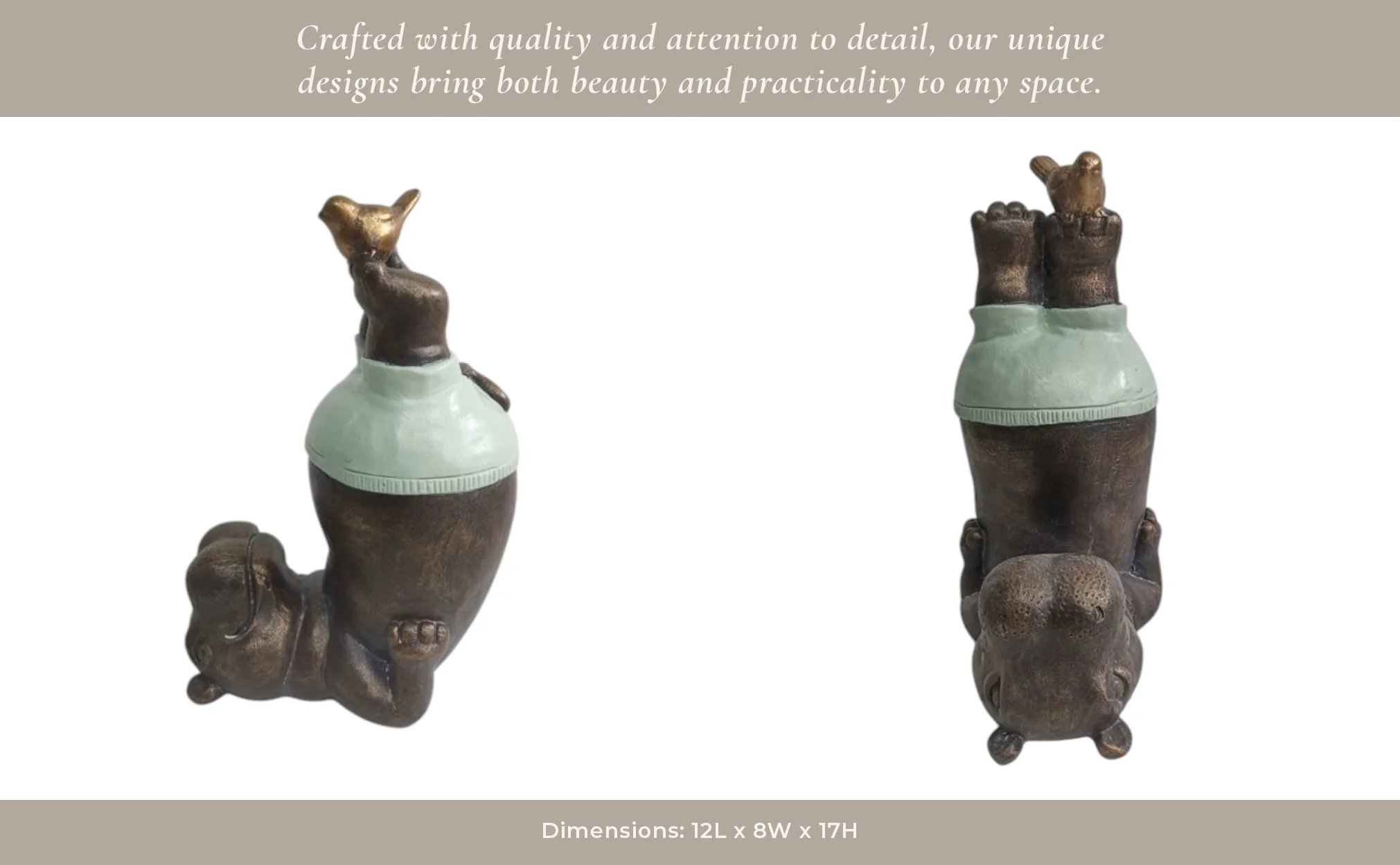 17x12" Feet In The Air Hippo, Bronze - Image 11