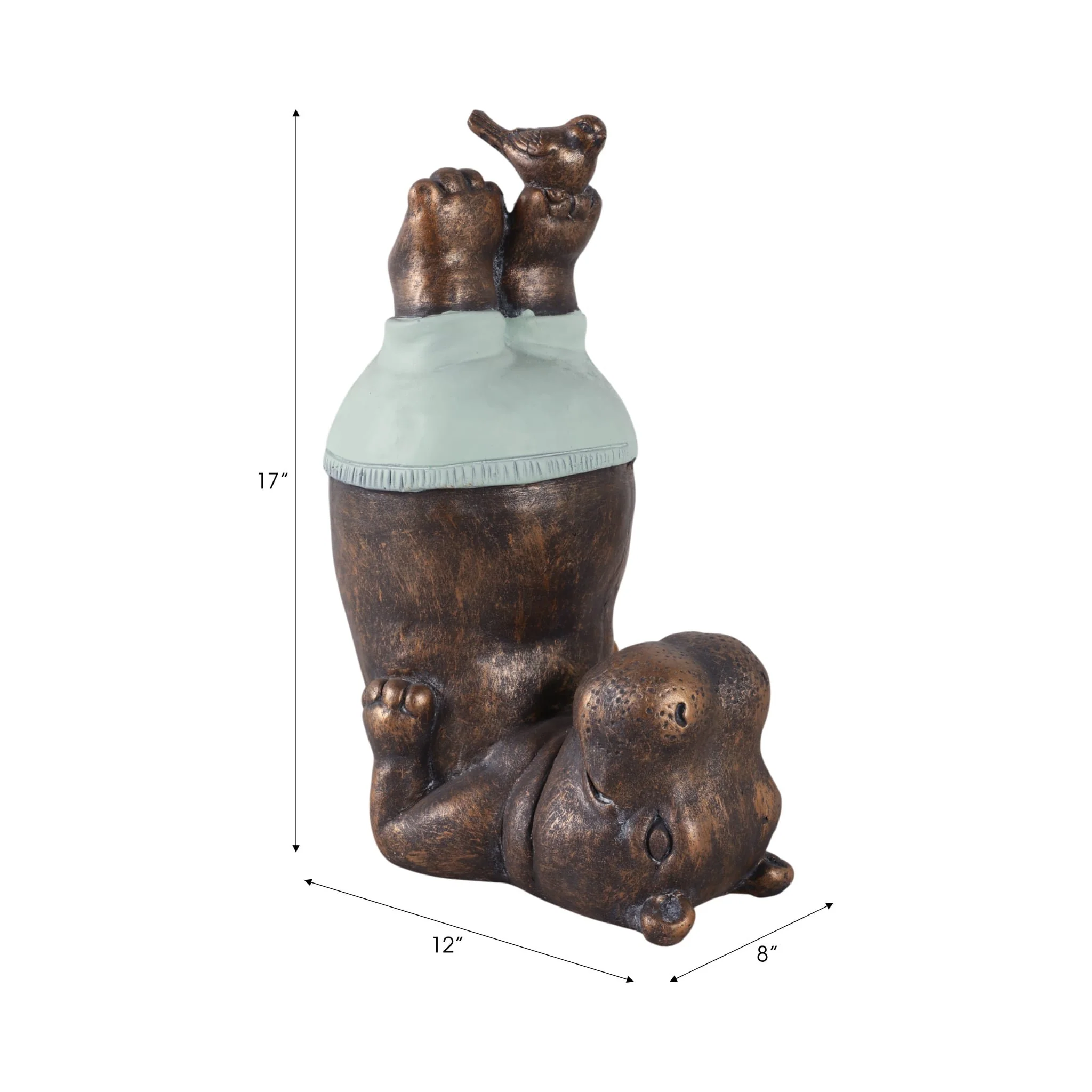 17x12" Feet In The Air Hippo, Bronze - Image 8