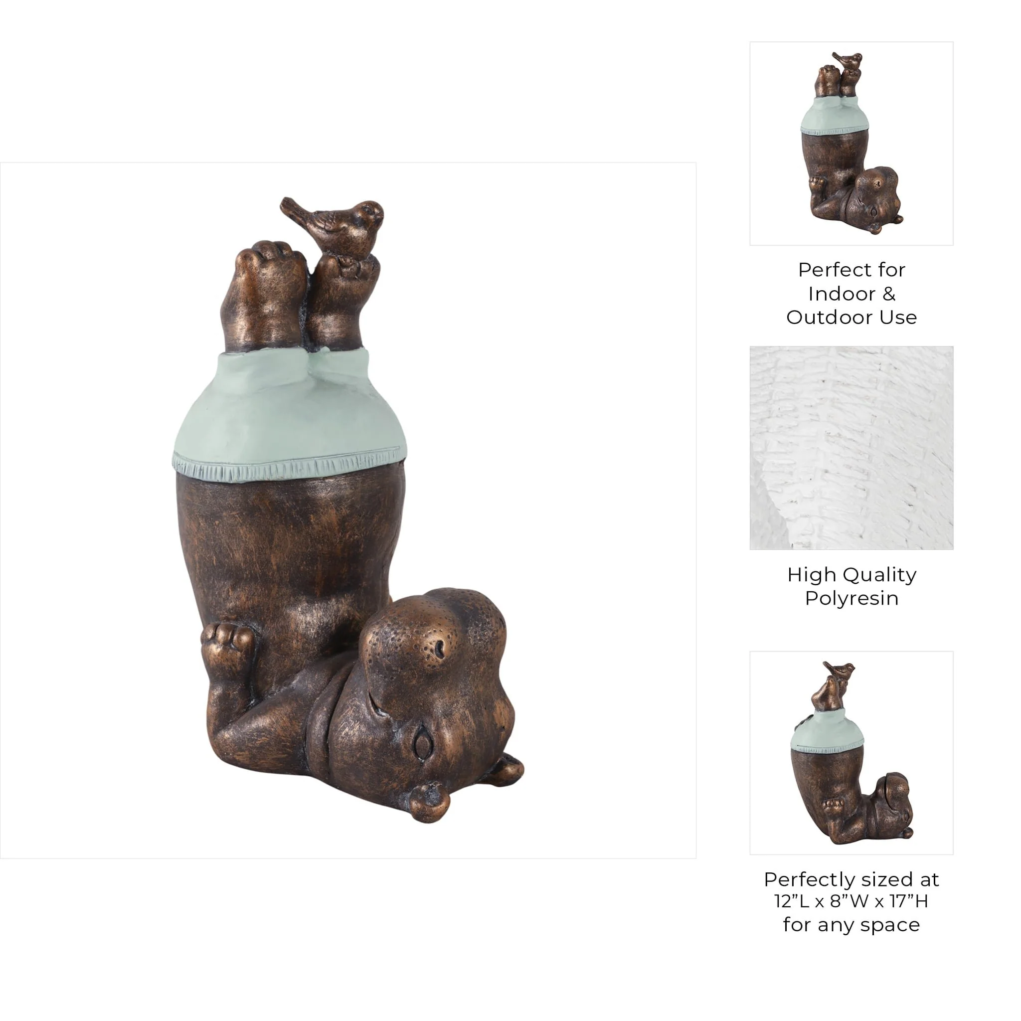 17x12" Feet In The Air Hippo, Bronze - Image 9