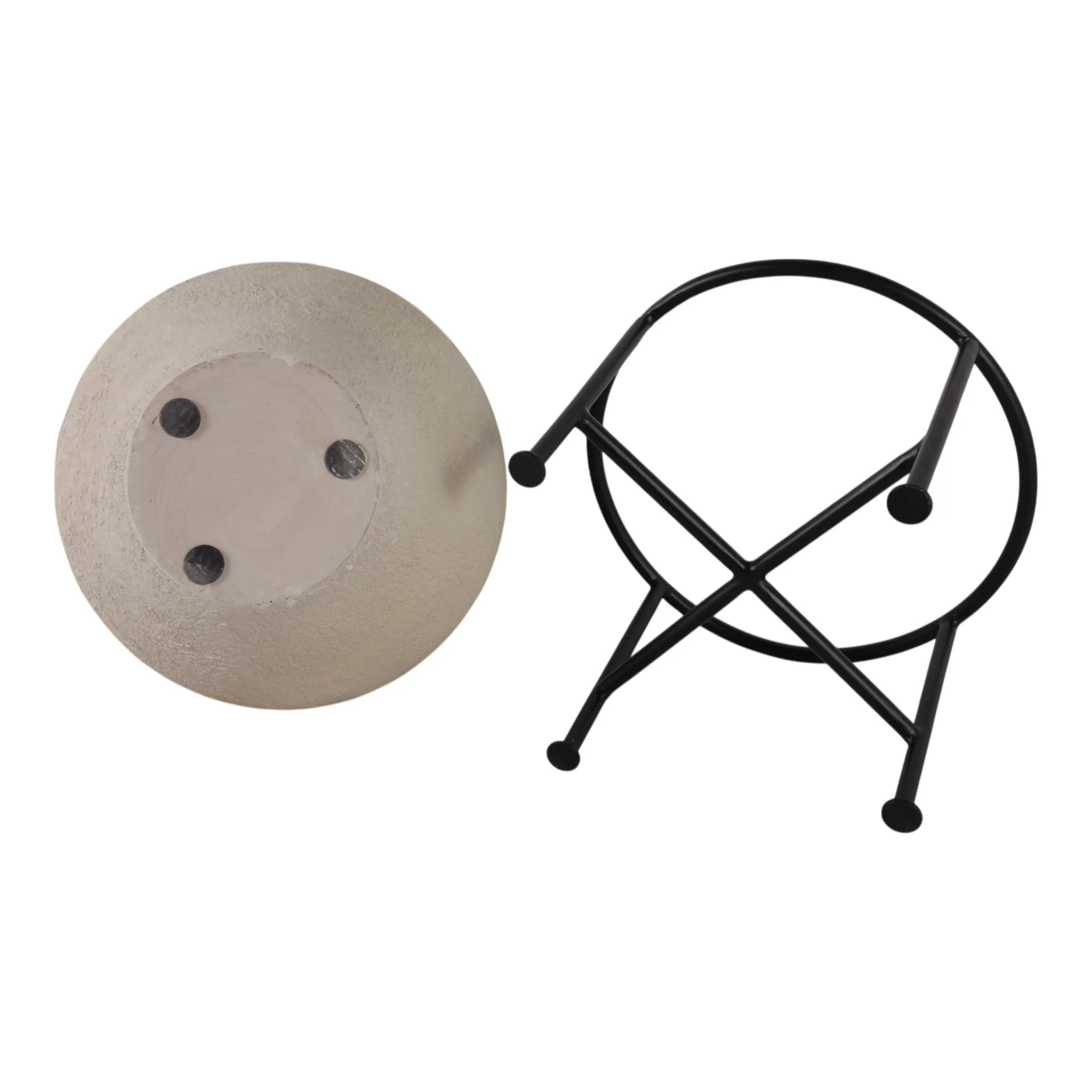 17x13" Terracotta Pot In Metal Stand, Ivory/ Black - Image 8