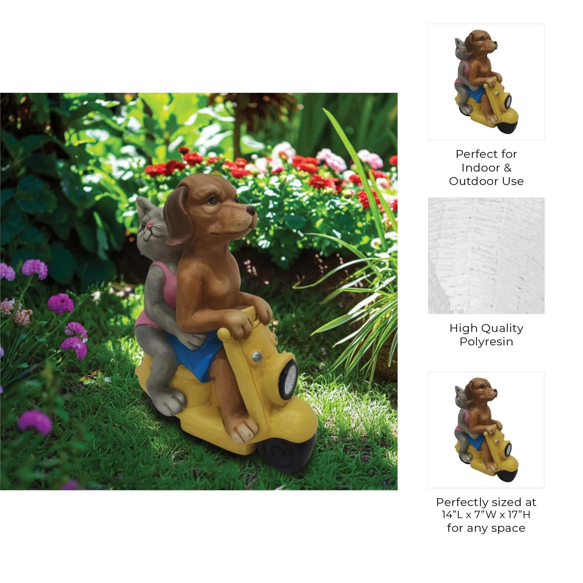 17x14" Dog & Cat On Solar Scooter, Multi - Image 10