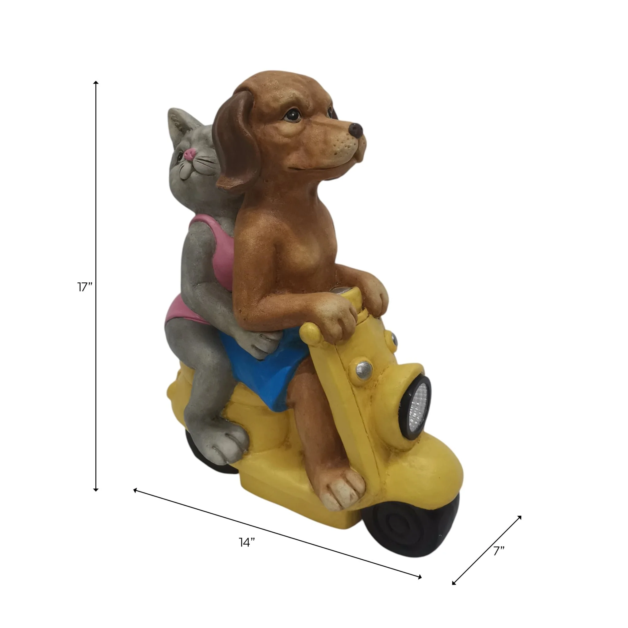 17x14" Dog & Cat On Solar Scooter, Multi - Image 9