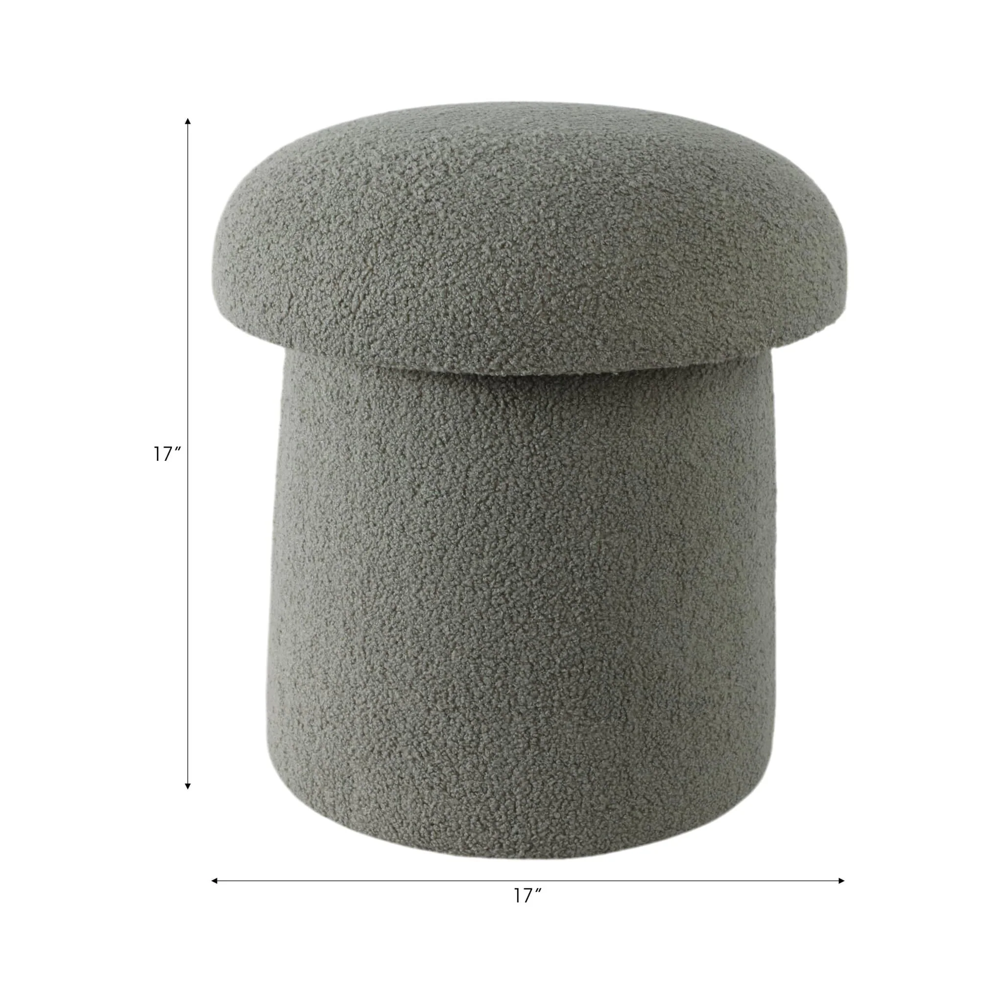 17x17" Mushroom Boucle Ottoman, Green - Image 9