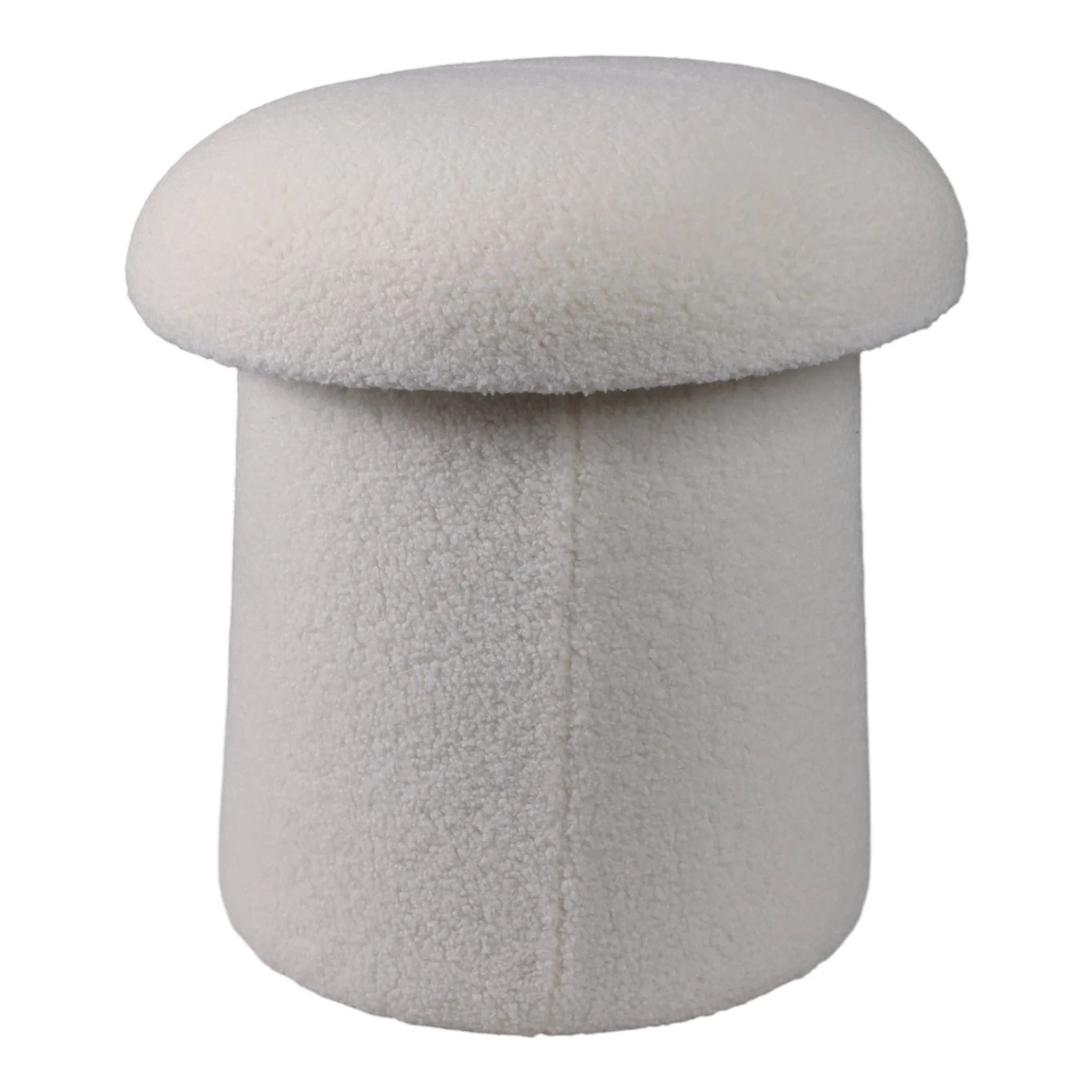 17x17" Mushroom Boucle Ottoman, Ivory - Image 3