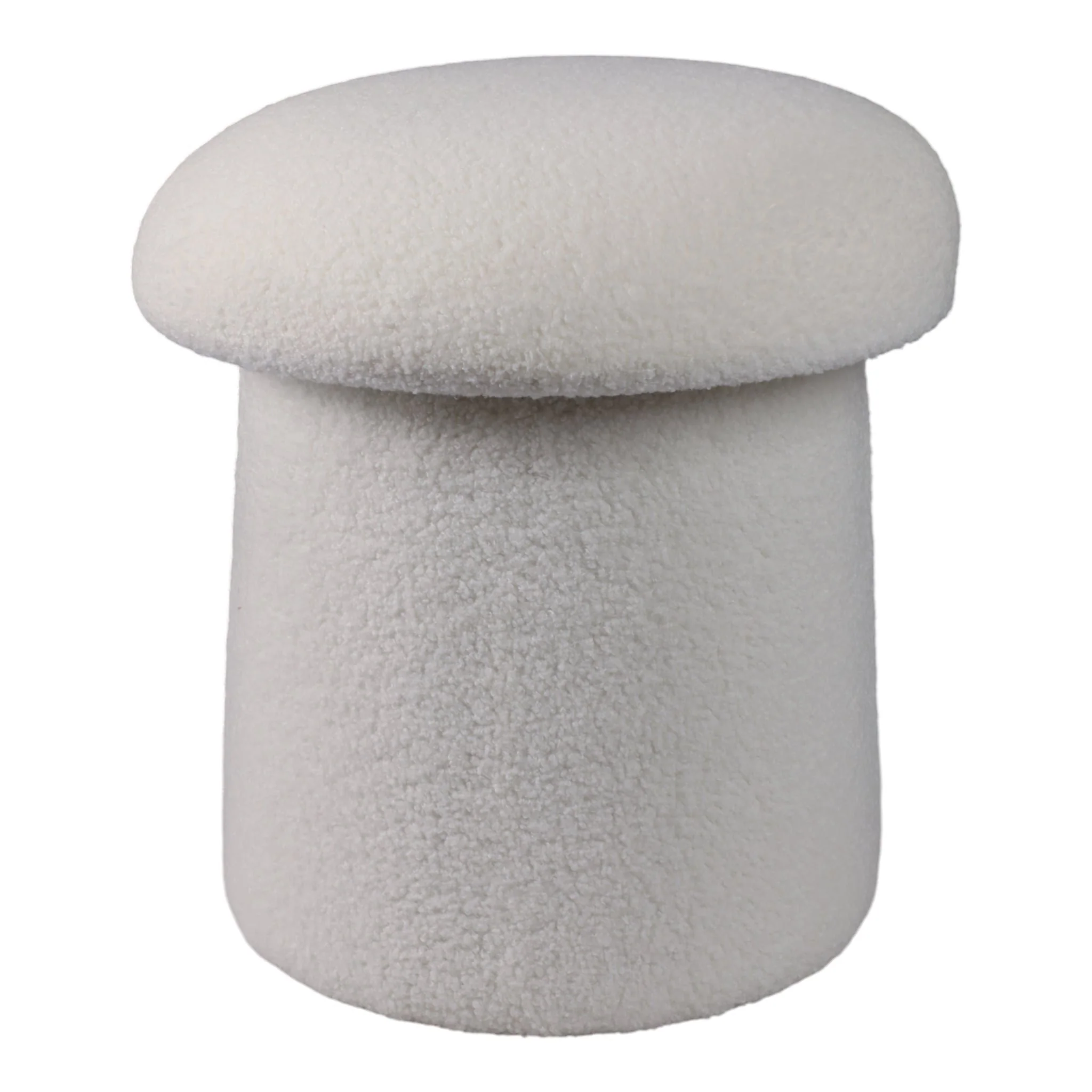 17x17" Mushroom Boucle Ottoman, Ivory - Image 4