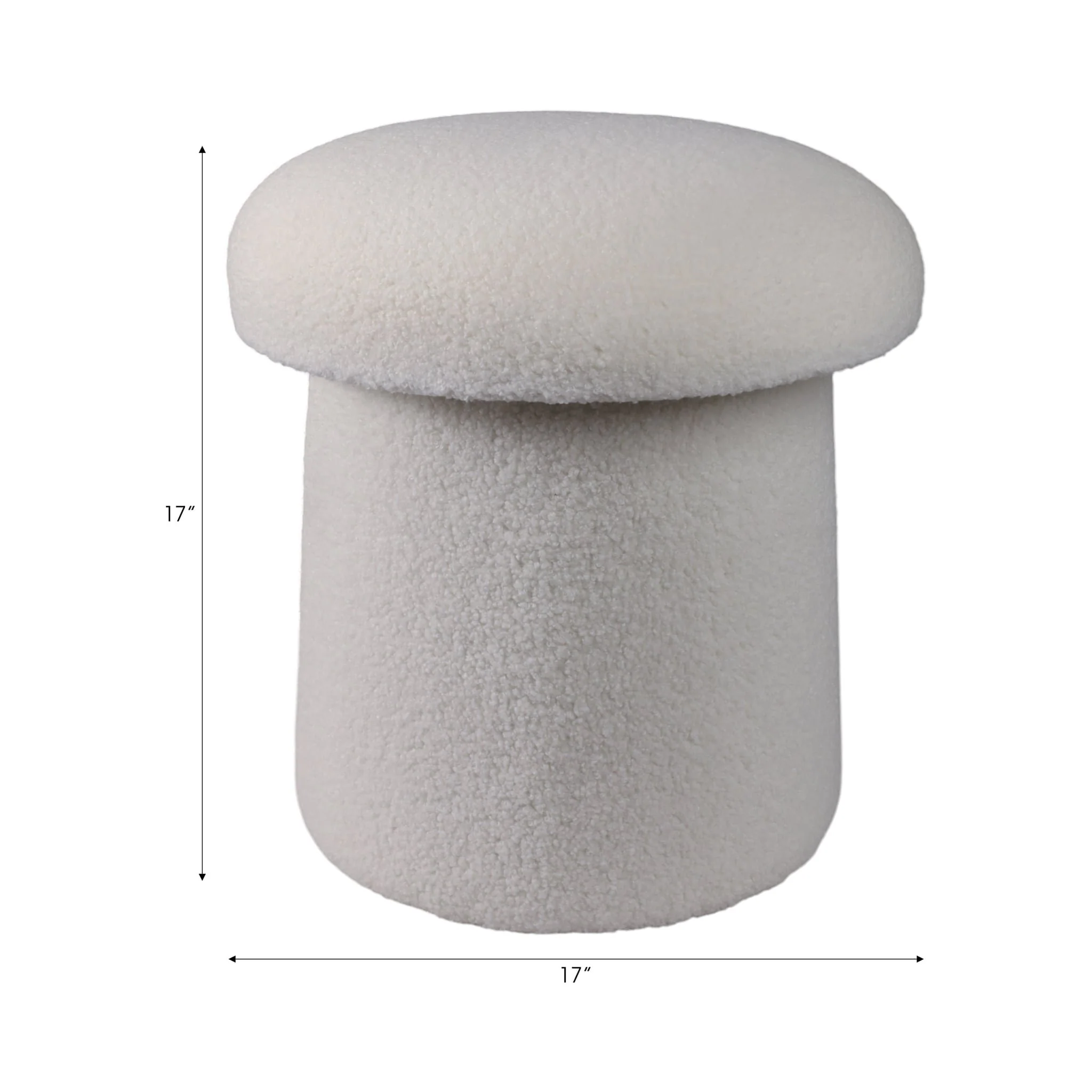 17x17" Mushroom Boucle Ottoman, Ivory - Image 9
