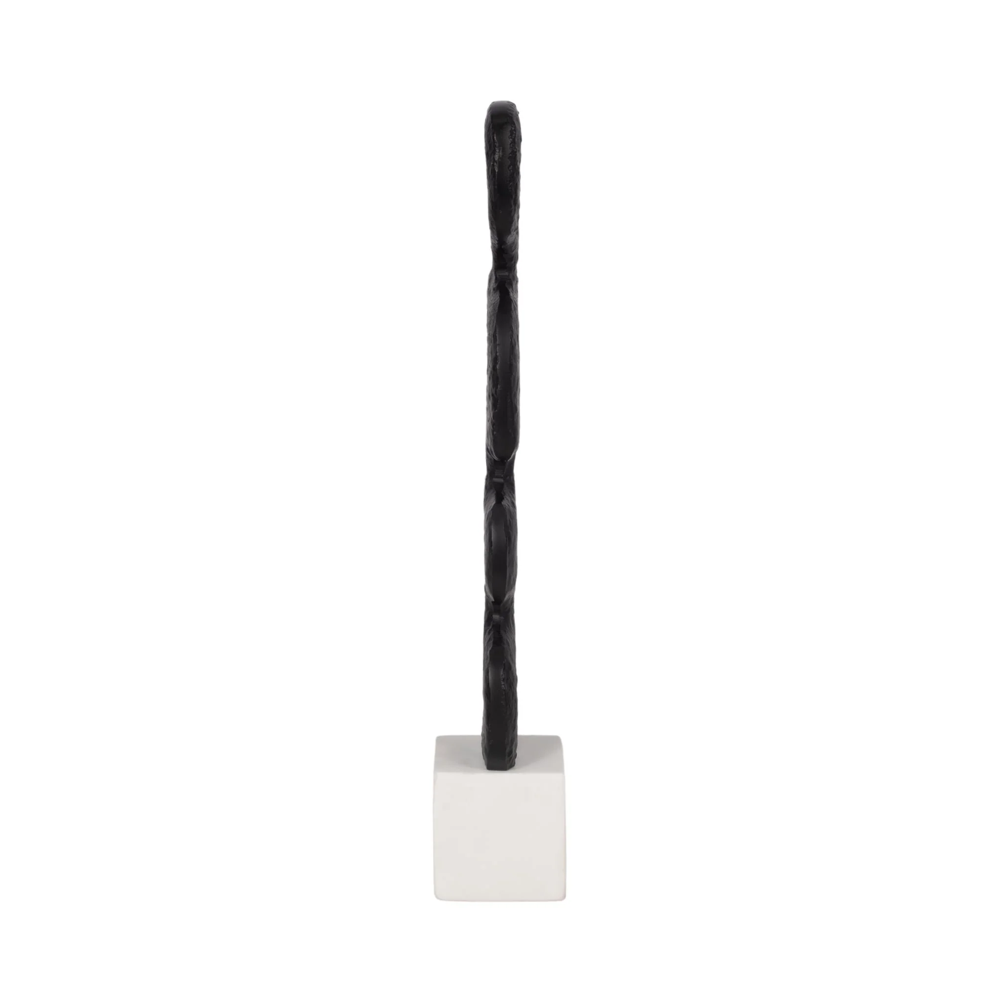 18" Abstract Totem Sculpture  Marble Base, Black/w - Image 3