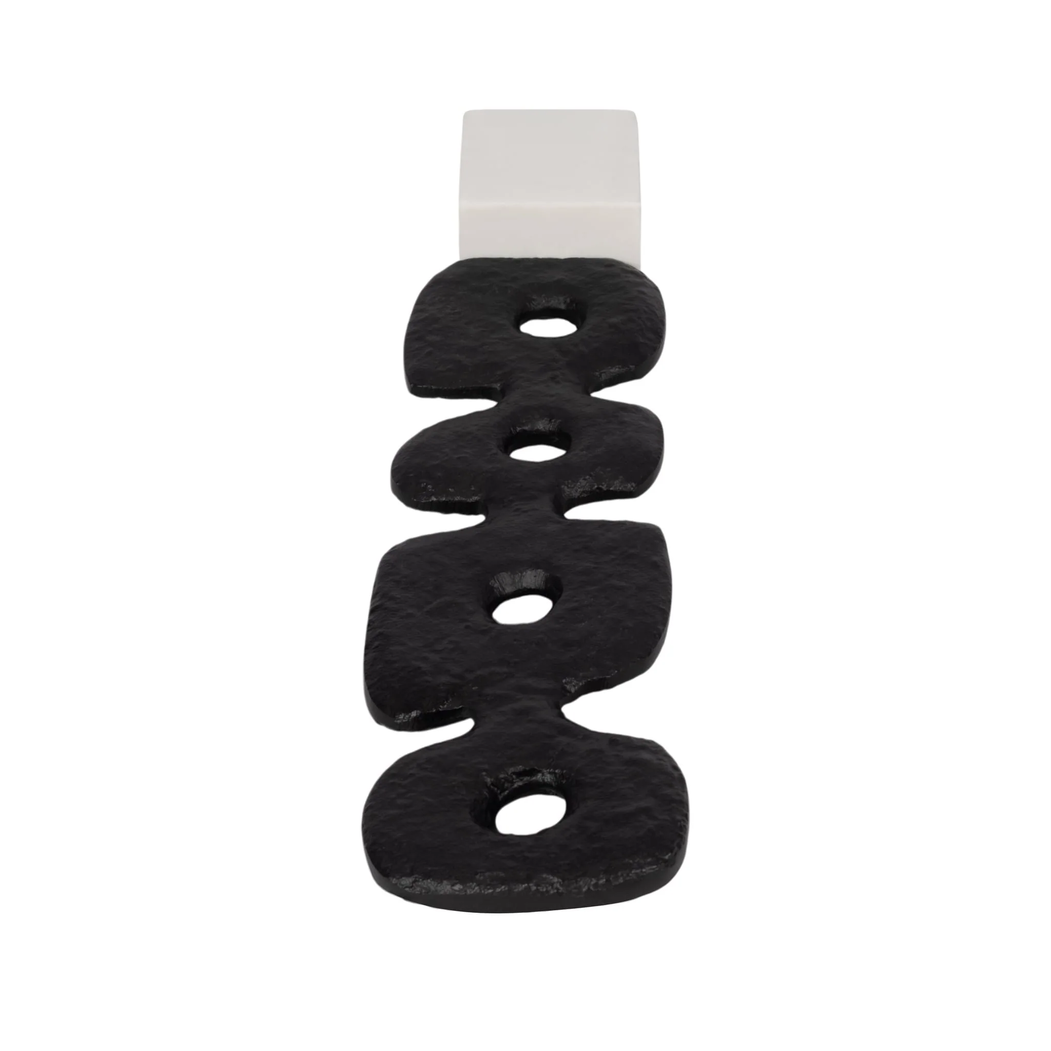 18" Abstract Totem Sculpture  Marble Base, Black/w - Image 5