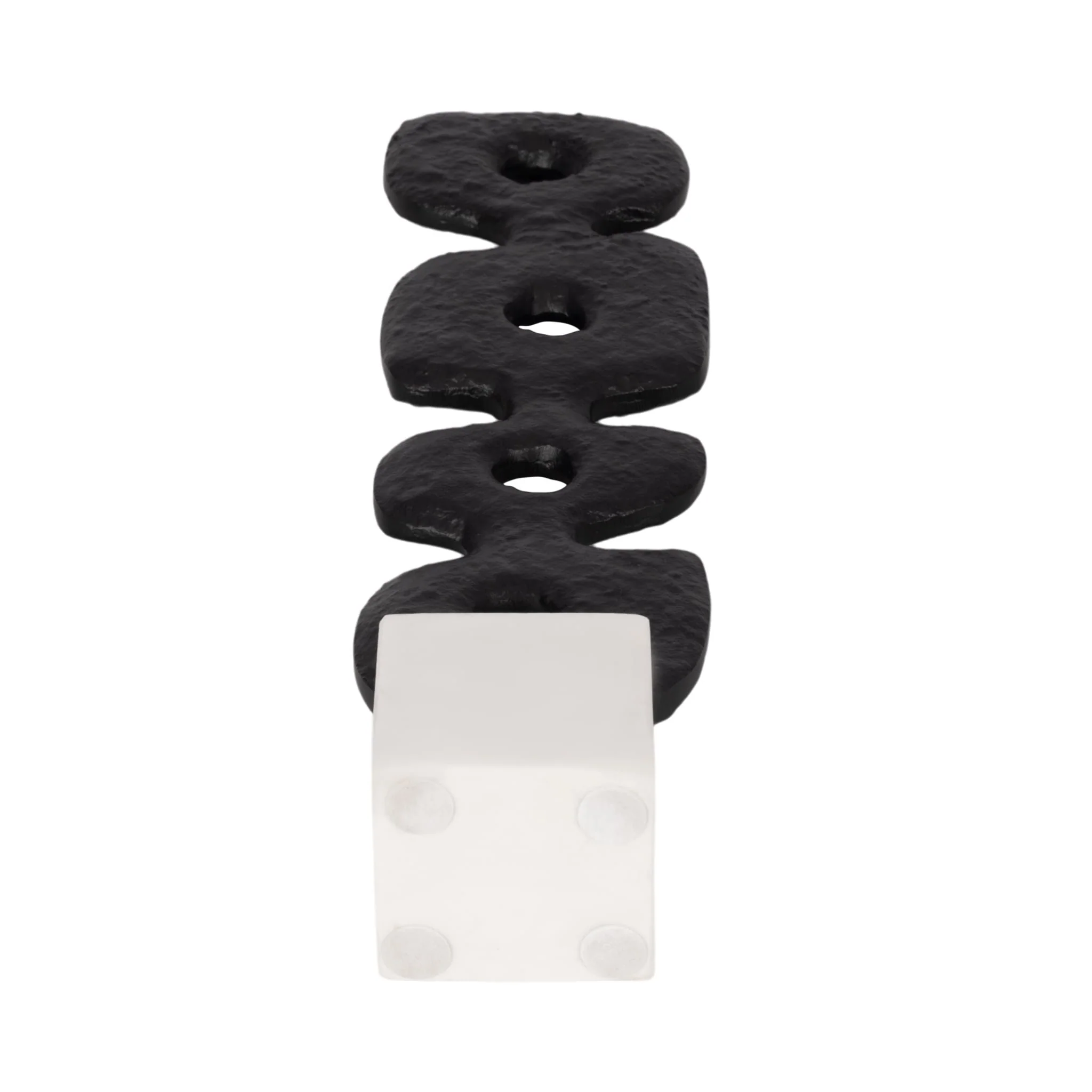 18" Abstract Totem Sculpture  Marble Base, Black/w - Image 6