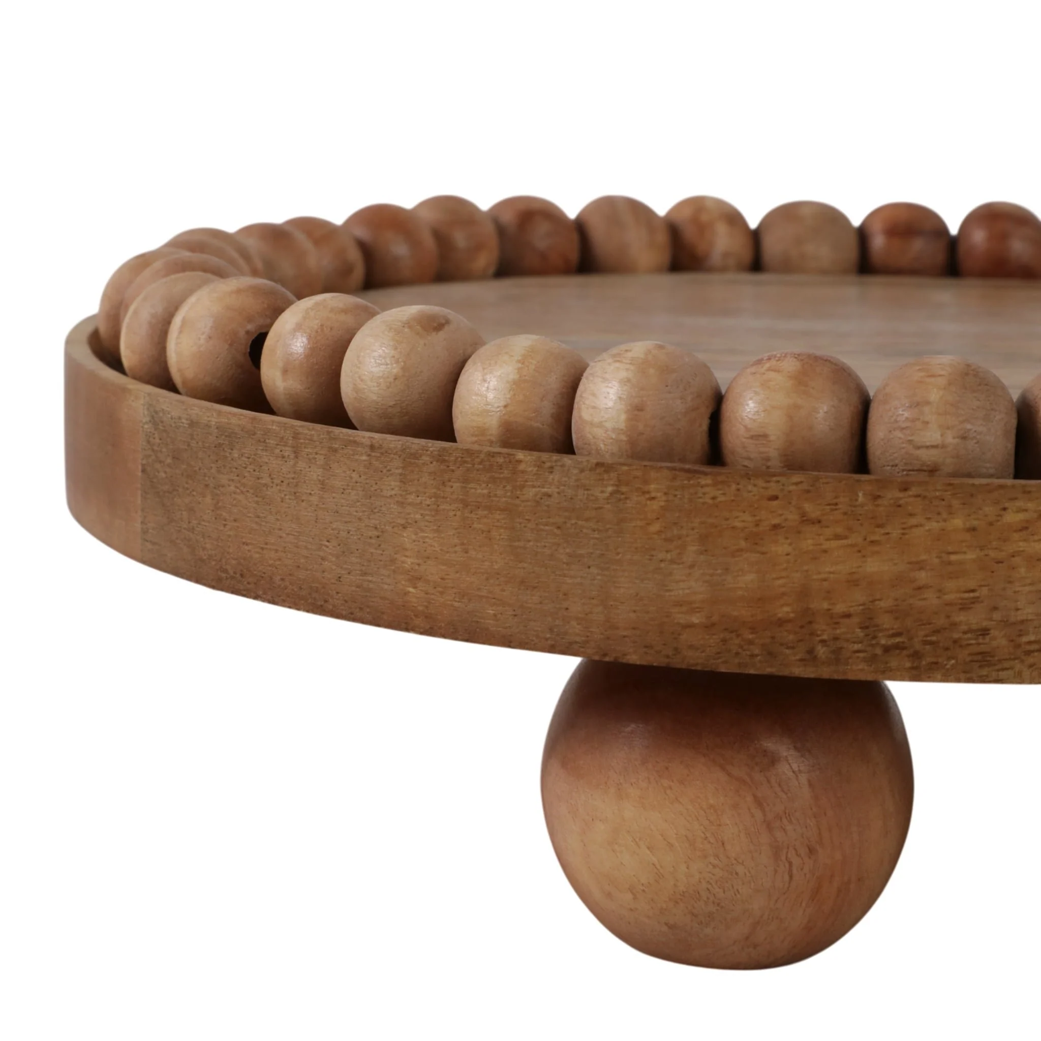 18" Beaded Oval Tray With Ball Feet, Nat - Image 5