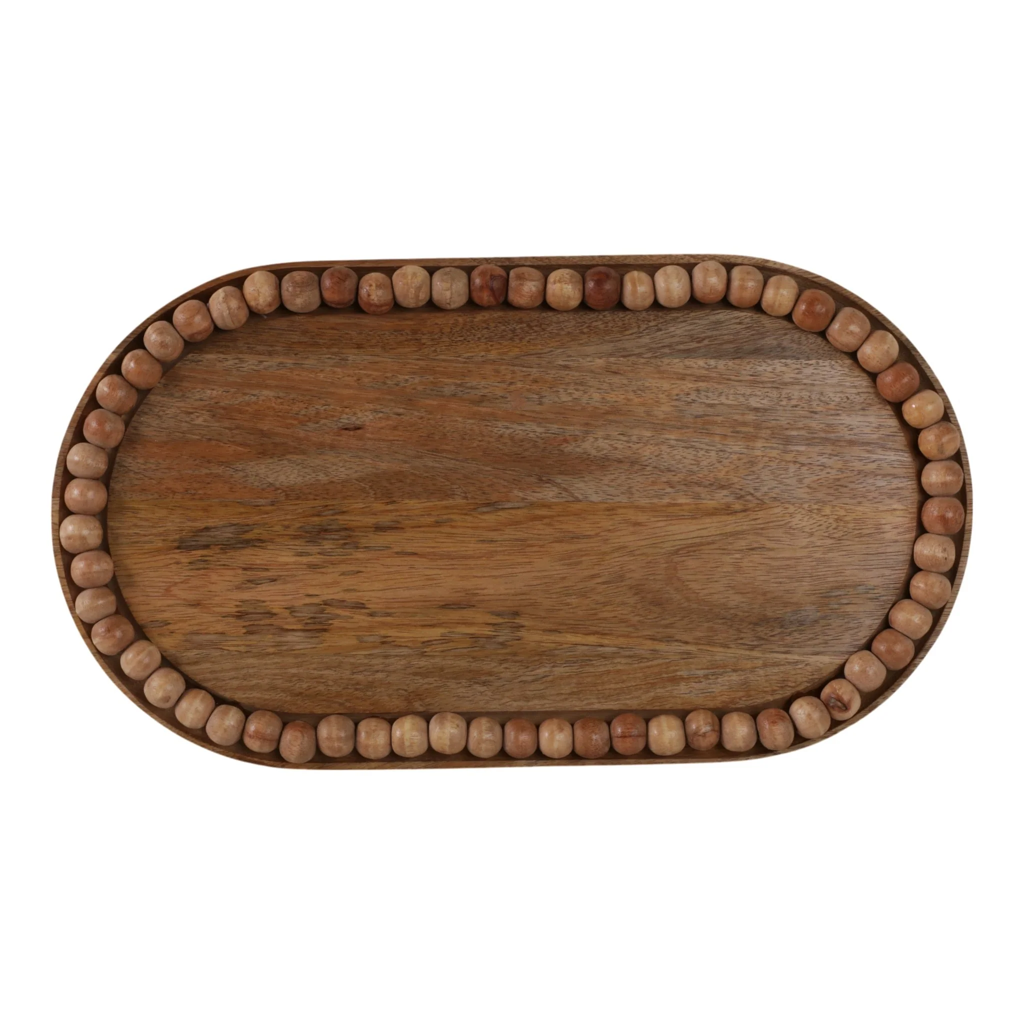 18" Beaded Oval Tray With Ball Feet, Nat - Image 7