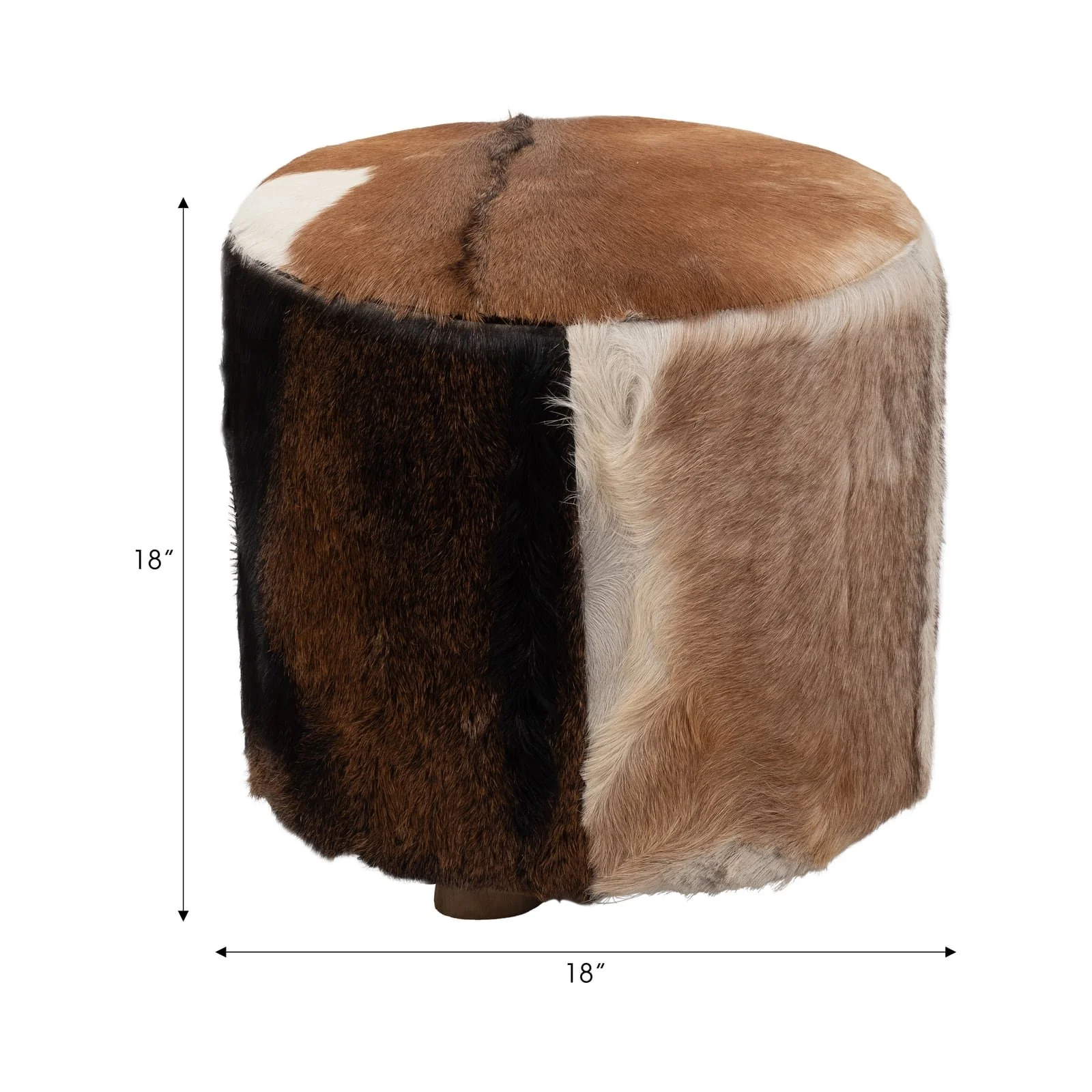 18" Cowhide Ottoman, Multi - Image 7