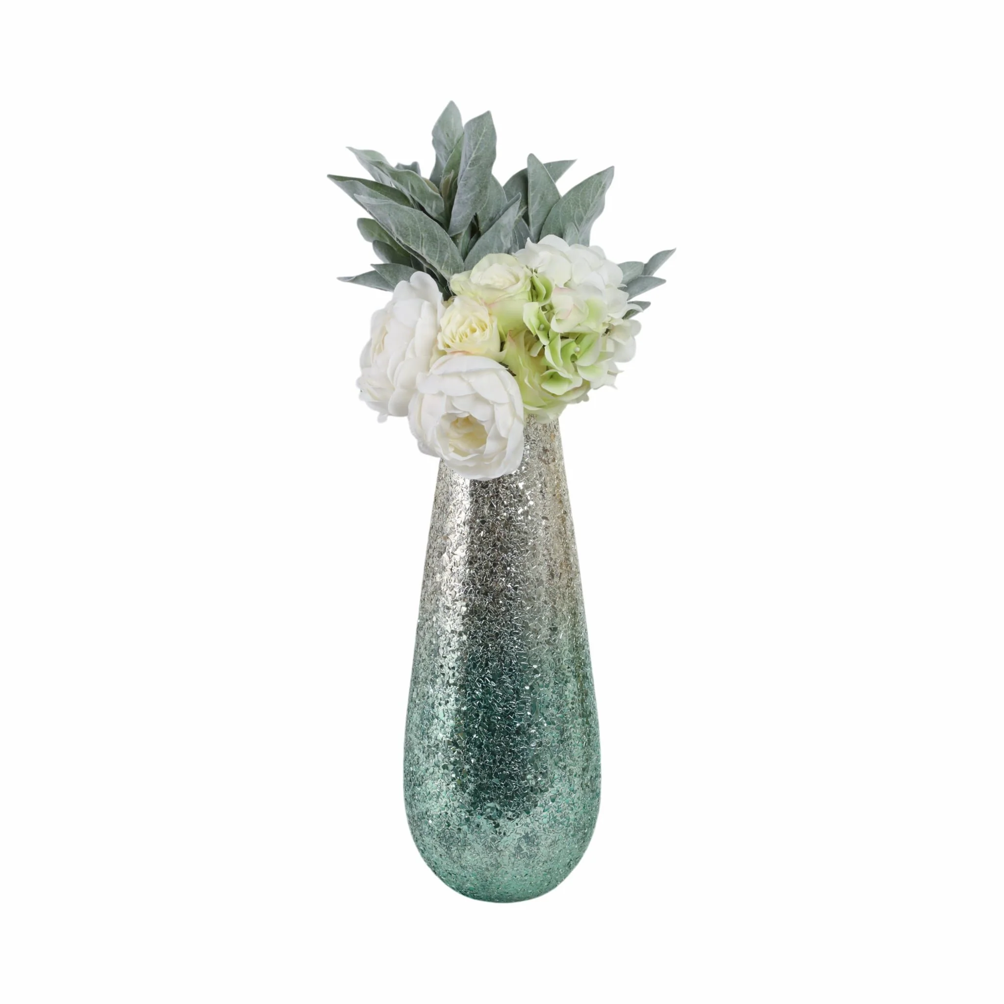 18" Crackled Vase, Green Ombre - Image 2