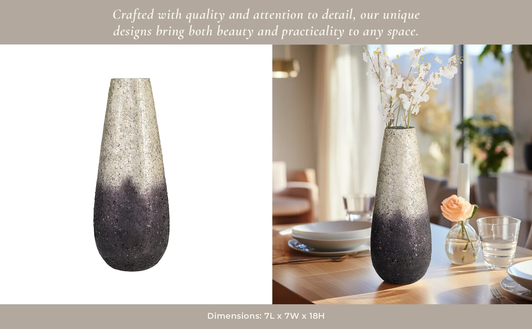 18" Crackled Vase, Plum Ombre - Image 12