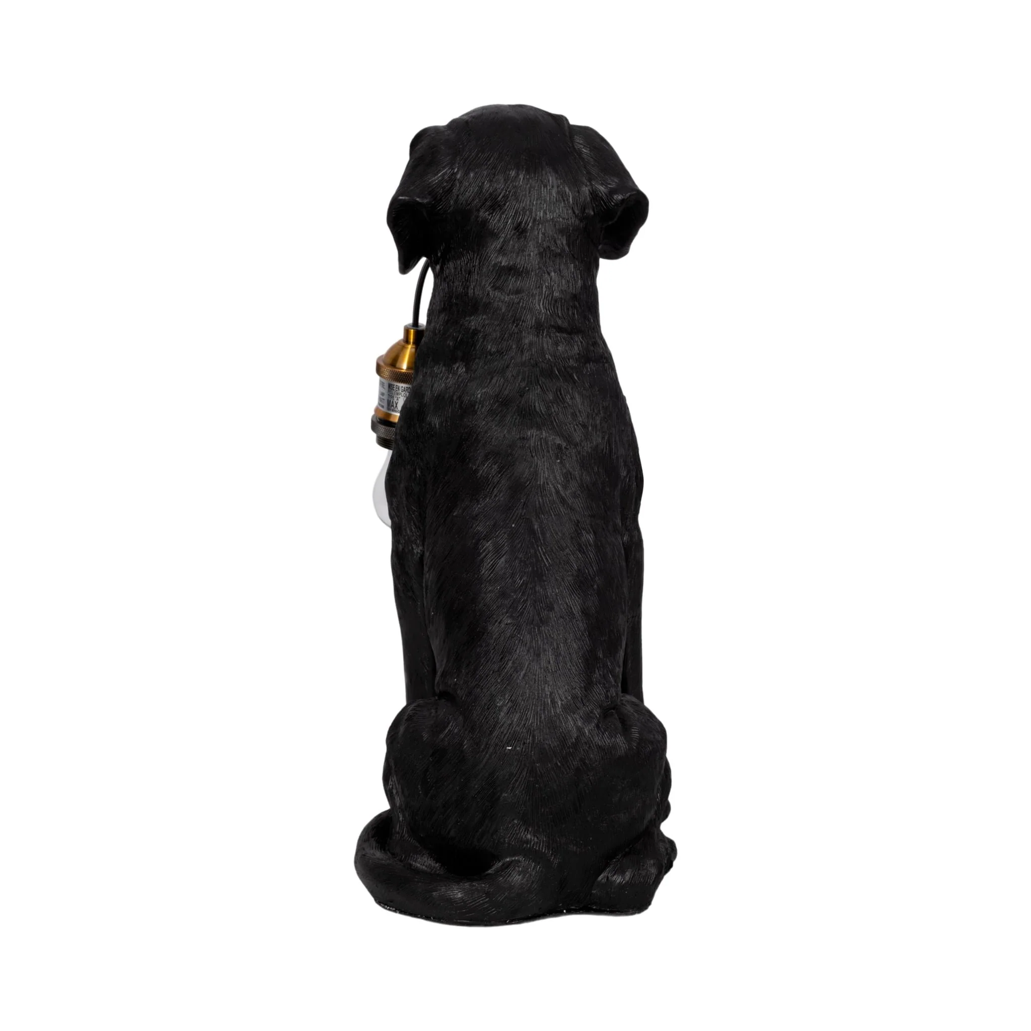 18" Dog Holding Lightbulb Table Lamp, Black/gold - Image 5