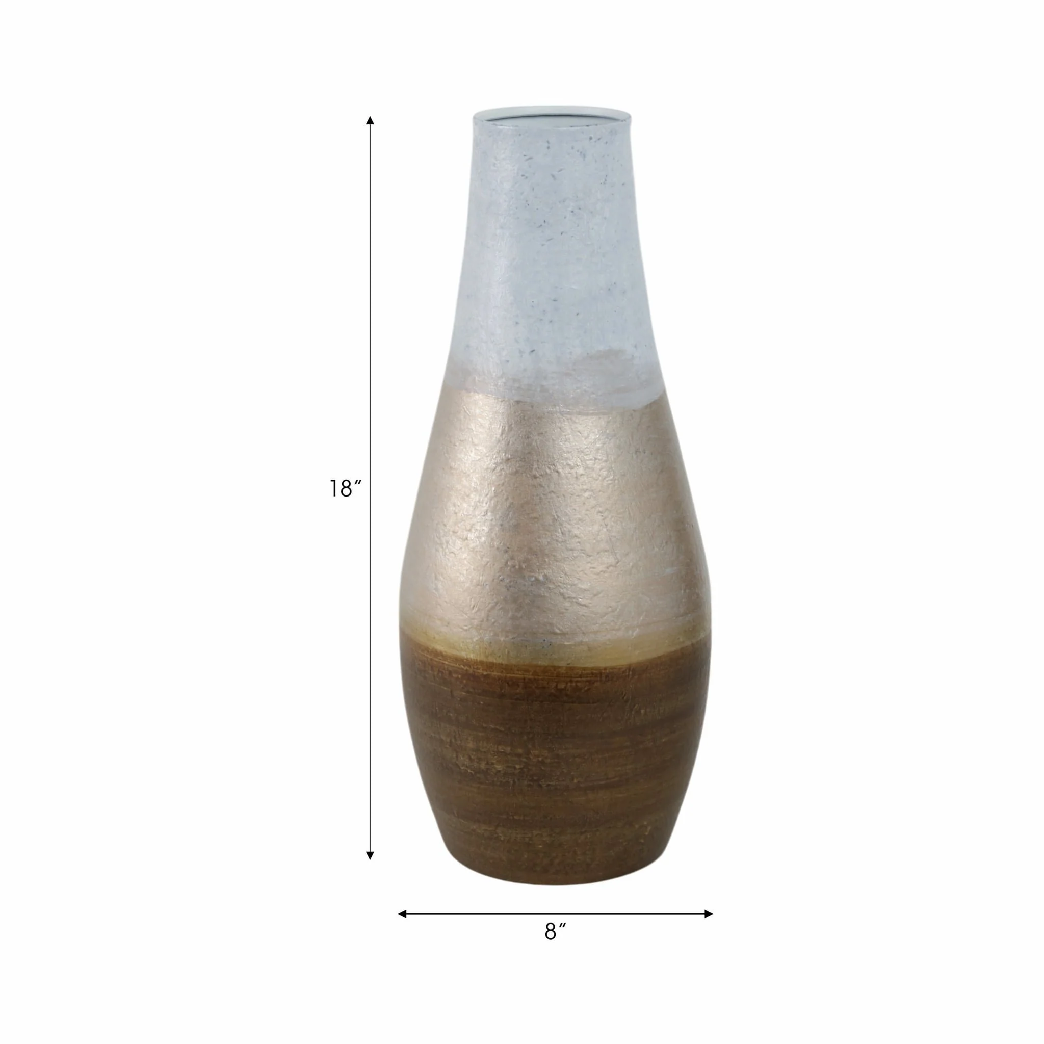 18" Gold Ombre Metal Hourglass Vase, White/gold - Image 8