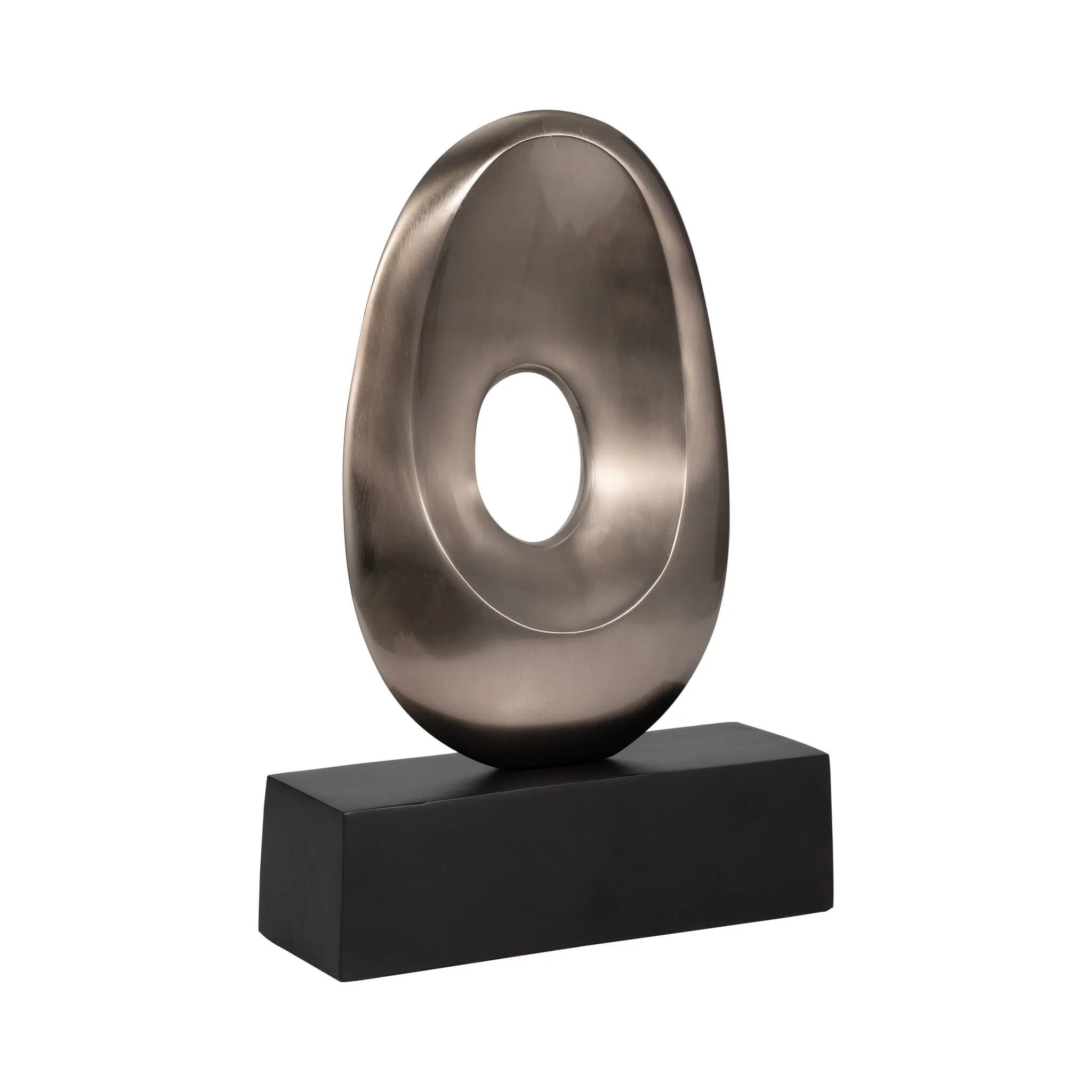 18", Metal Oval Sculpture,slvr/blk - Image 2