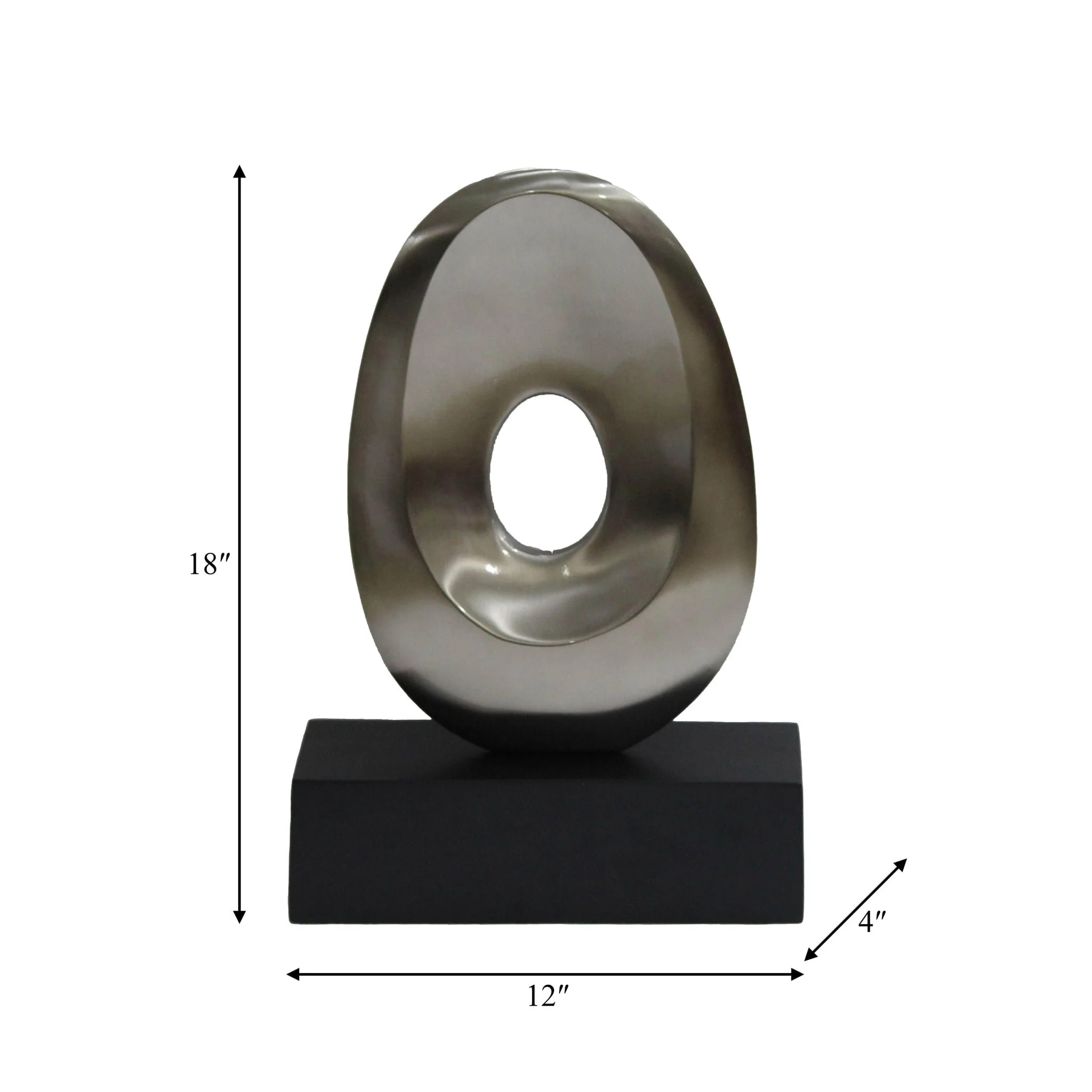 18", Metal Oval Sculpture,slvr/blk - Image 8