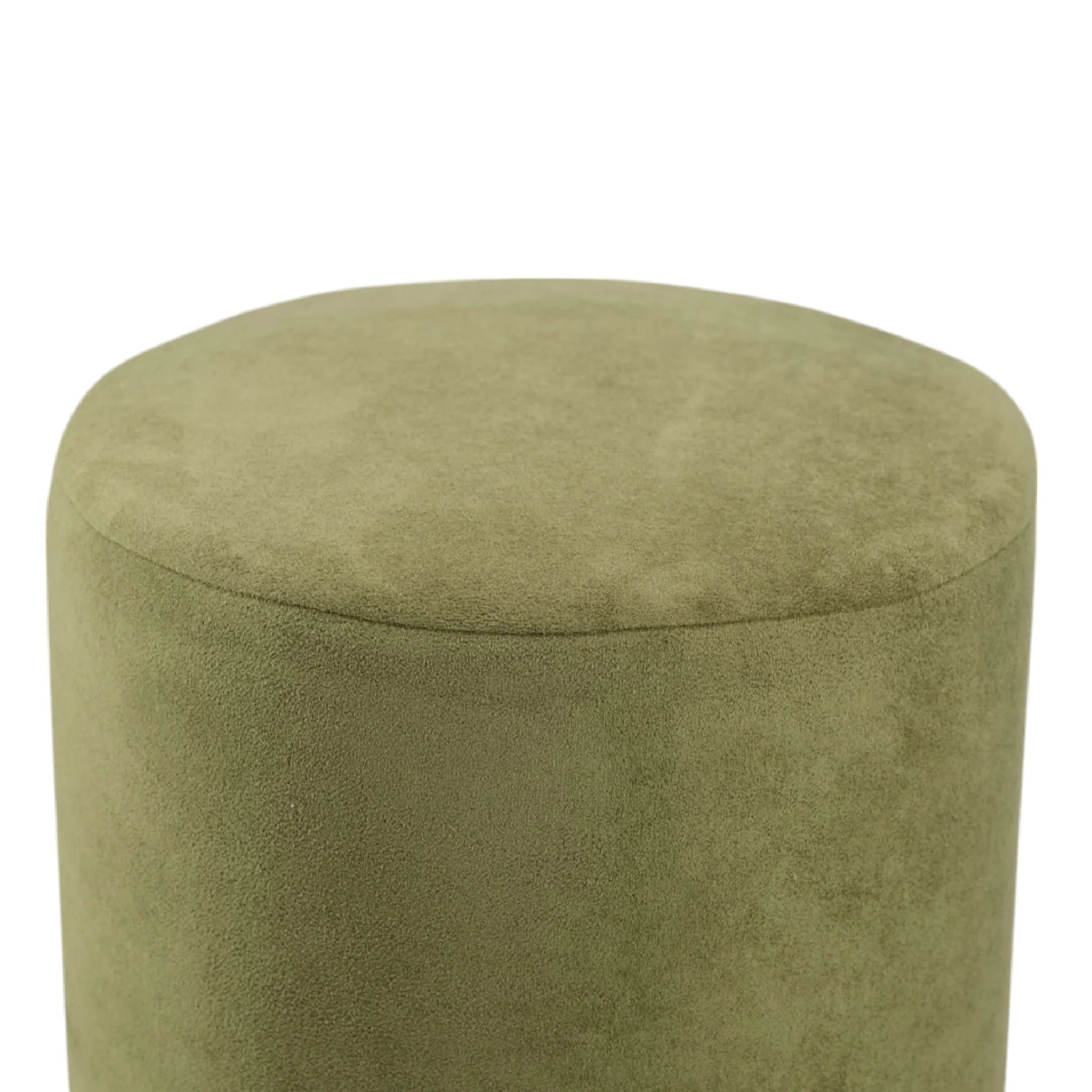 18" Modern Velvet Ottoman With Wood Base, Green - Image 5