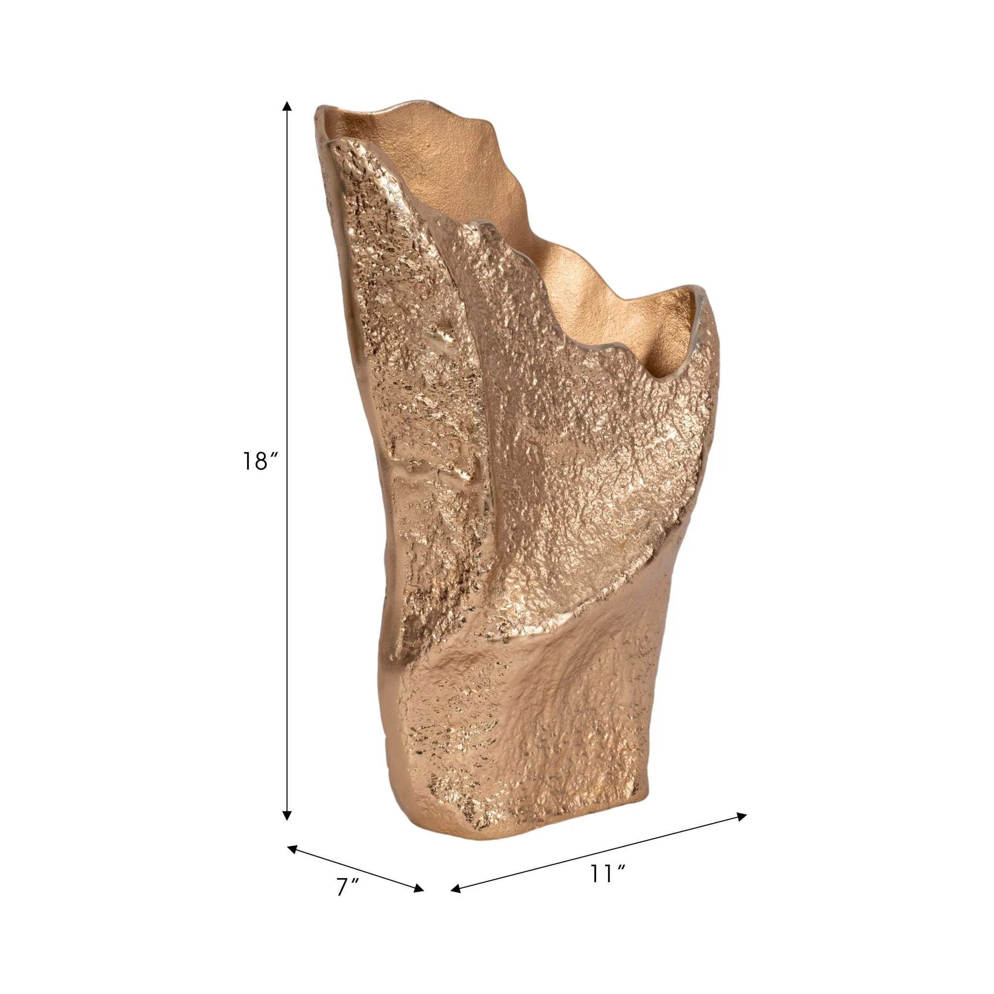 18" Organic Edge Metal Vase, Champagne - Image 9