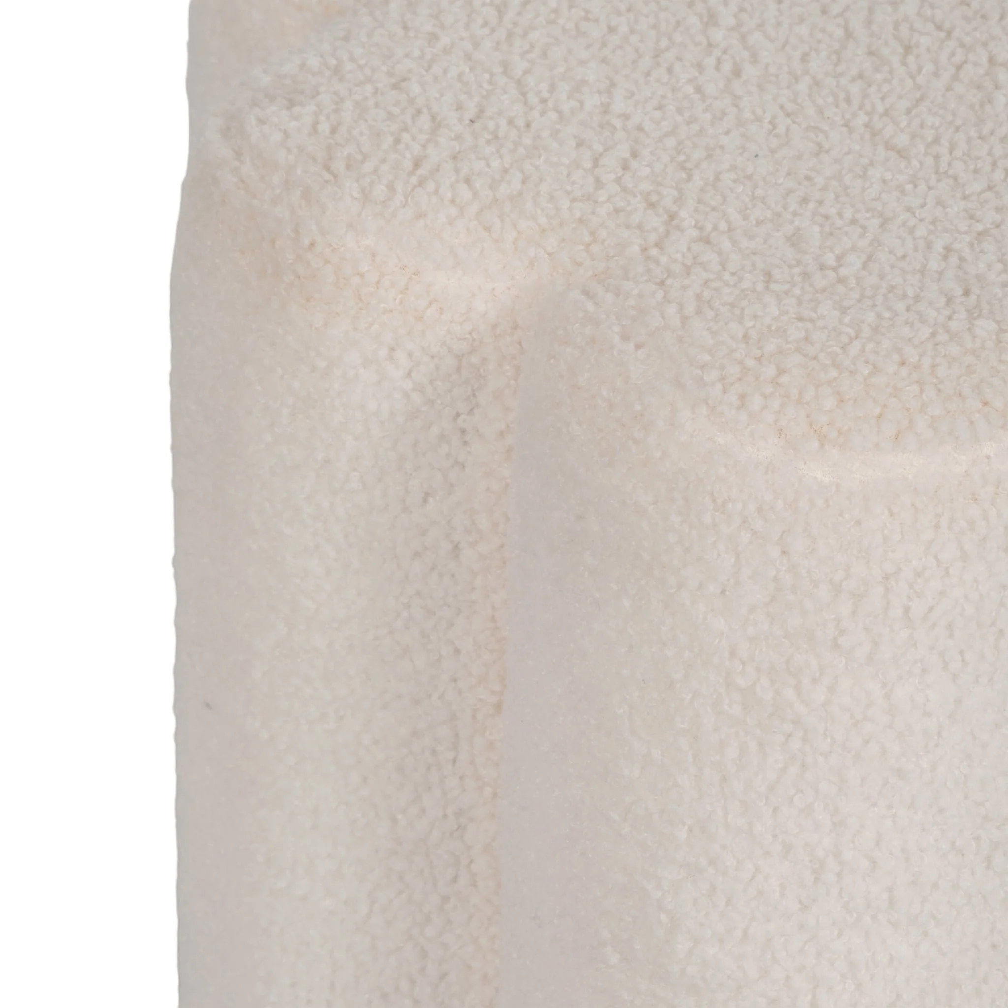 18" Petal Shaped Boucle Ottoman, White - Image 5