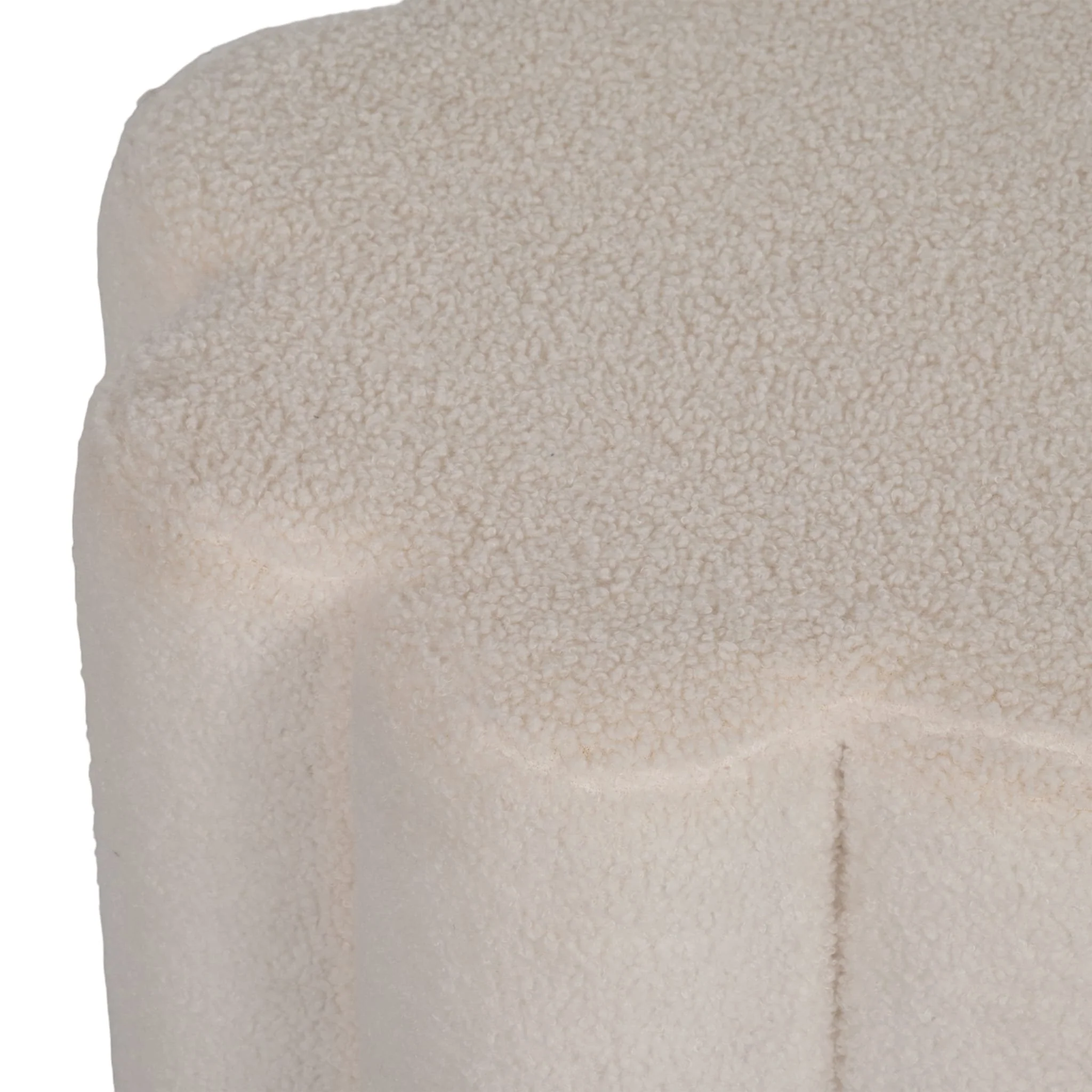 18" Petal Shaped Boucle Ottoman, White - Image 6