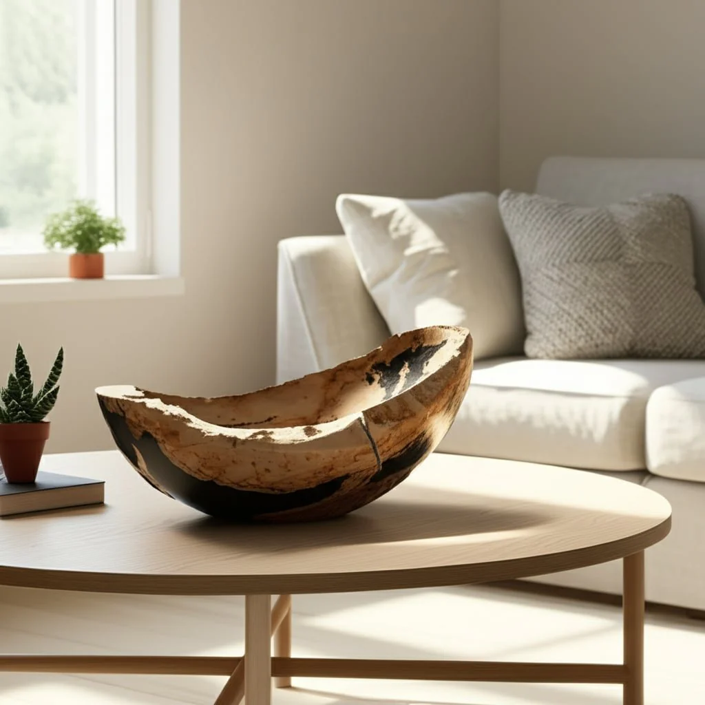 18" Petrified Wood Oval Bowl, Multi - Image 8