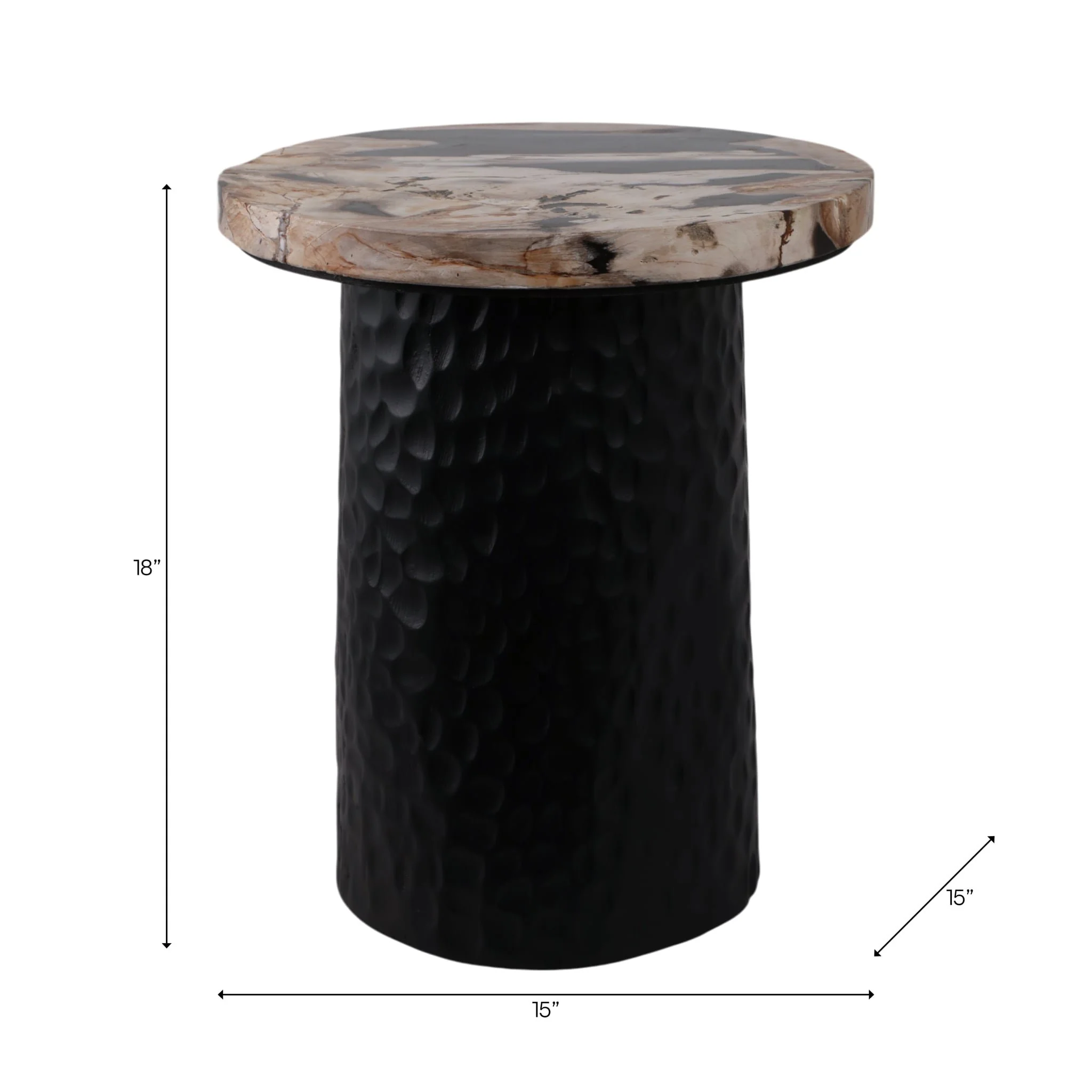 18" Petrified Wood Top Accent Table Dimple Base - Image 9