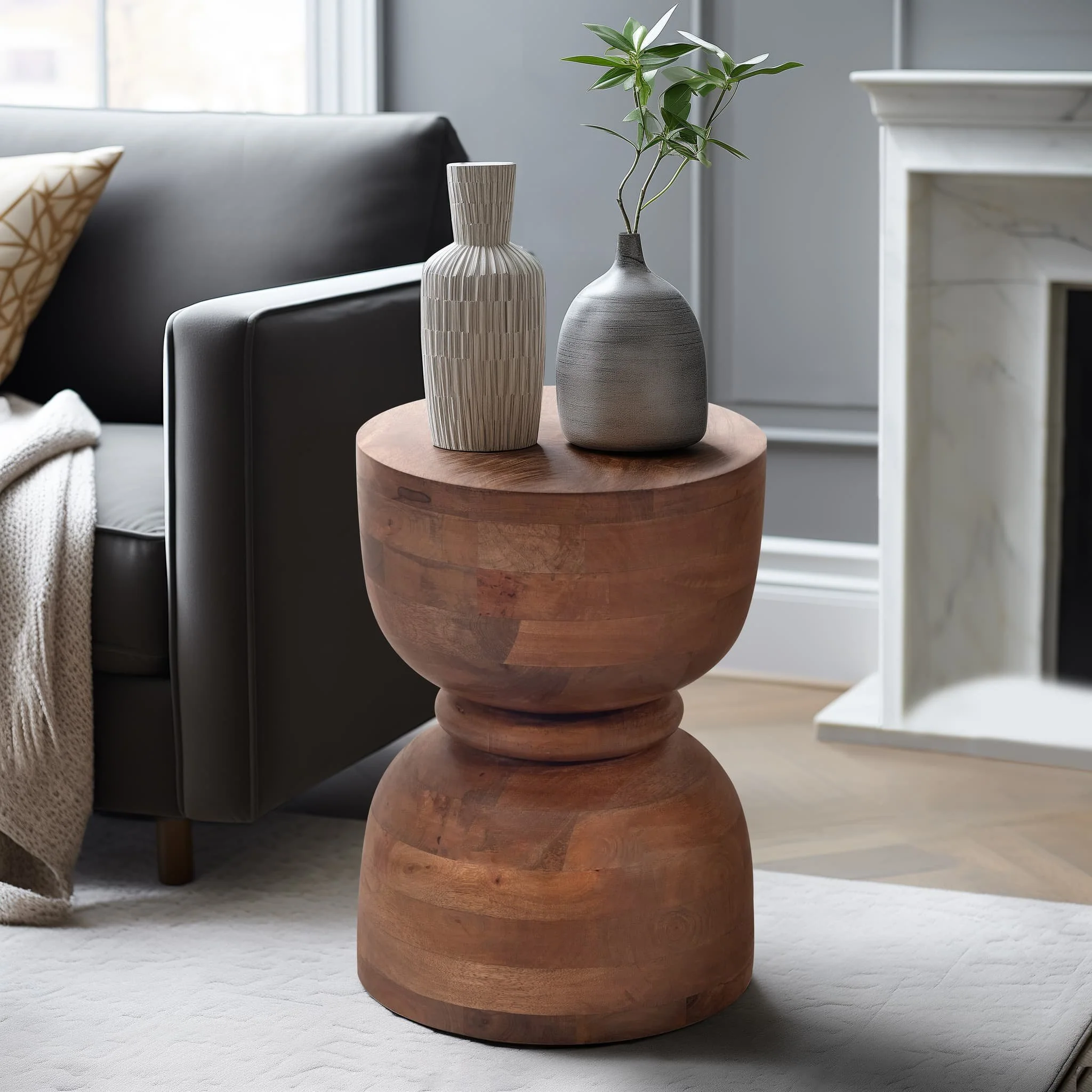 18" Polished Mango Wood Accent Table - Image 9