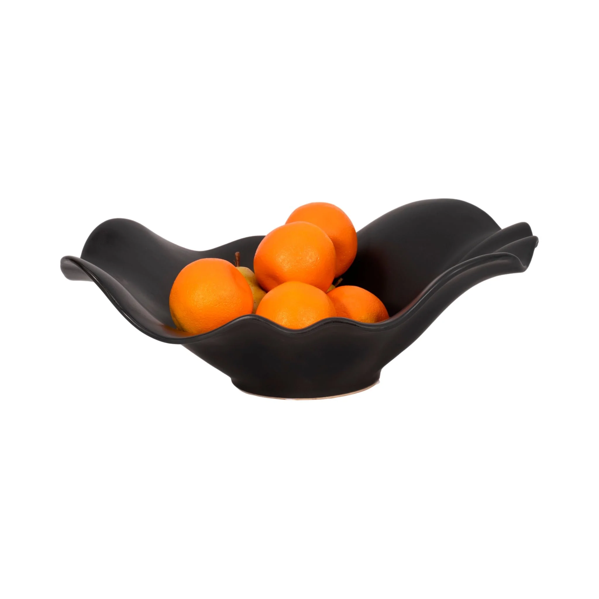 18" Ruffled Edge Bowl Matte Finish, Black - Image 2