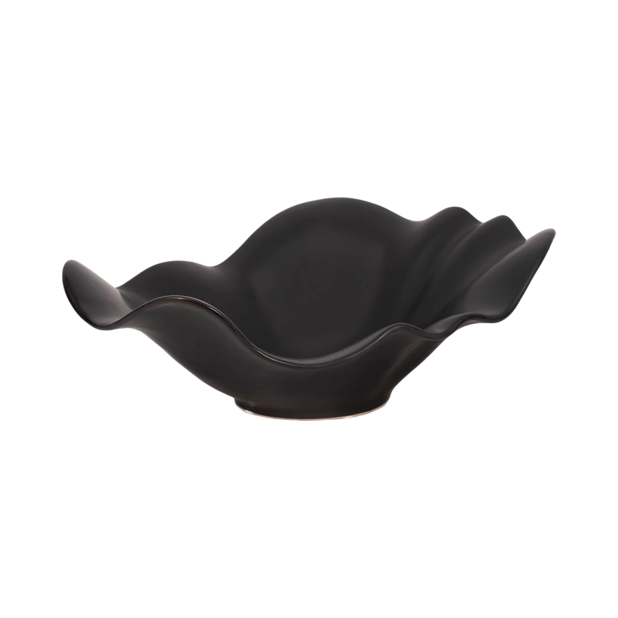 18" Ruffled Edge Bowl Matte Finish, Black - Image 3