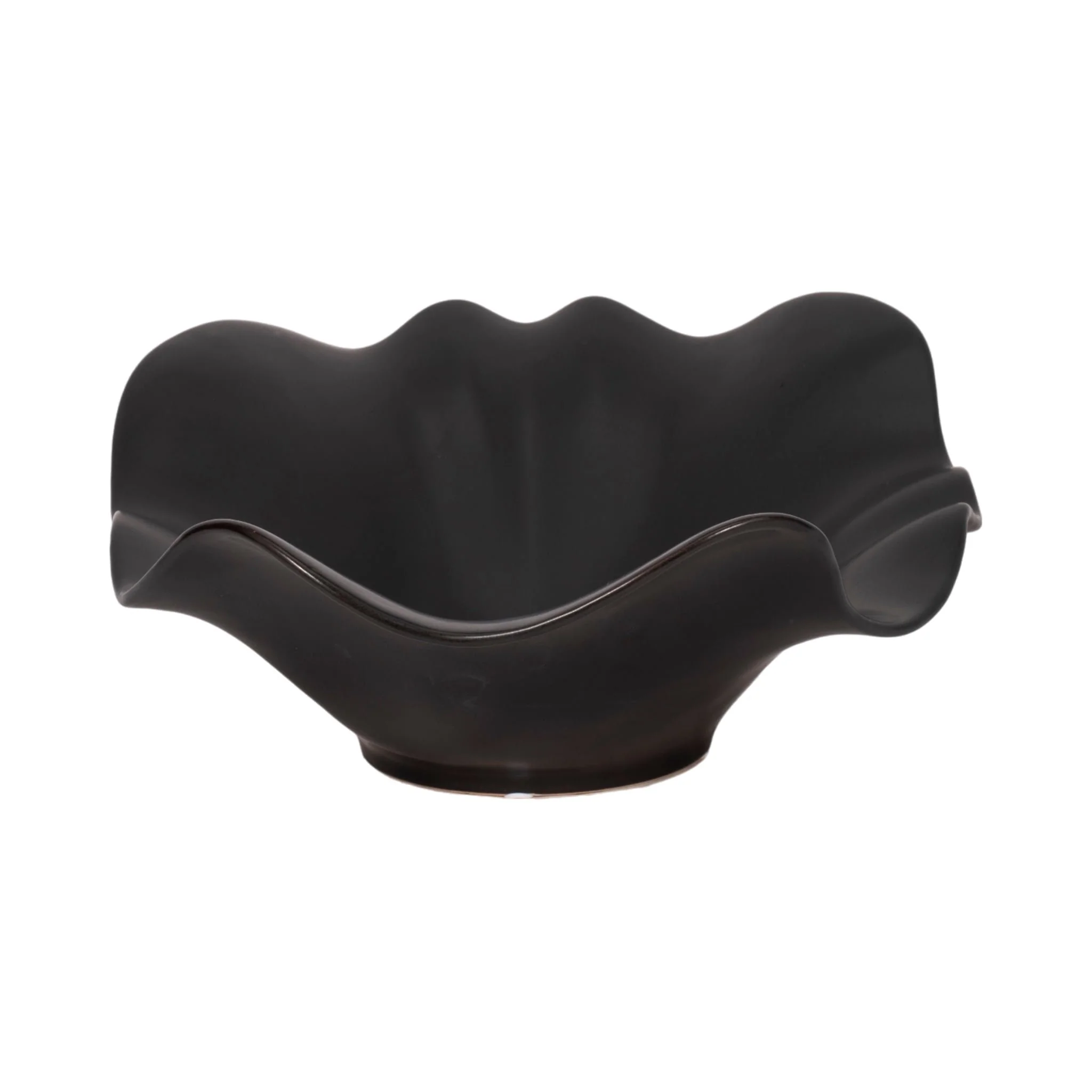 18" Ruffled Edge Bowl Matte Finish, Black - Image 4