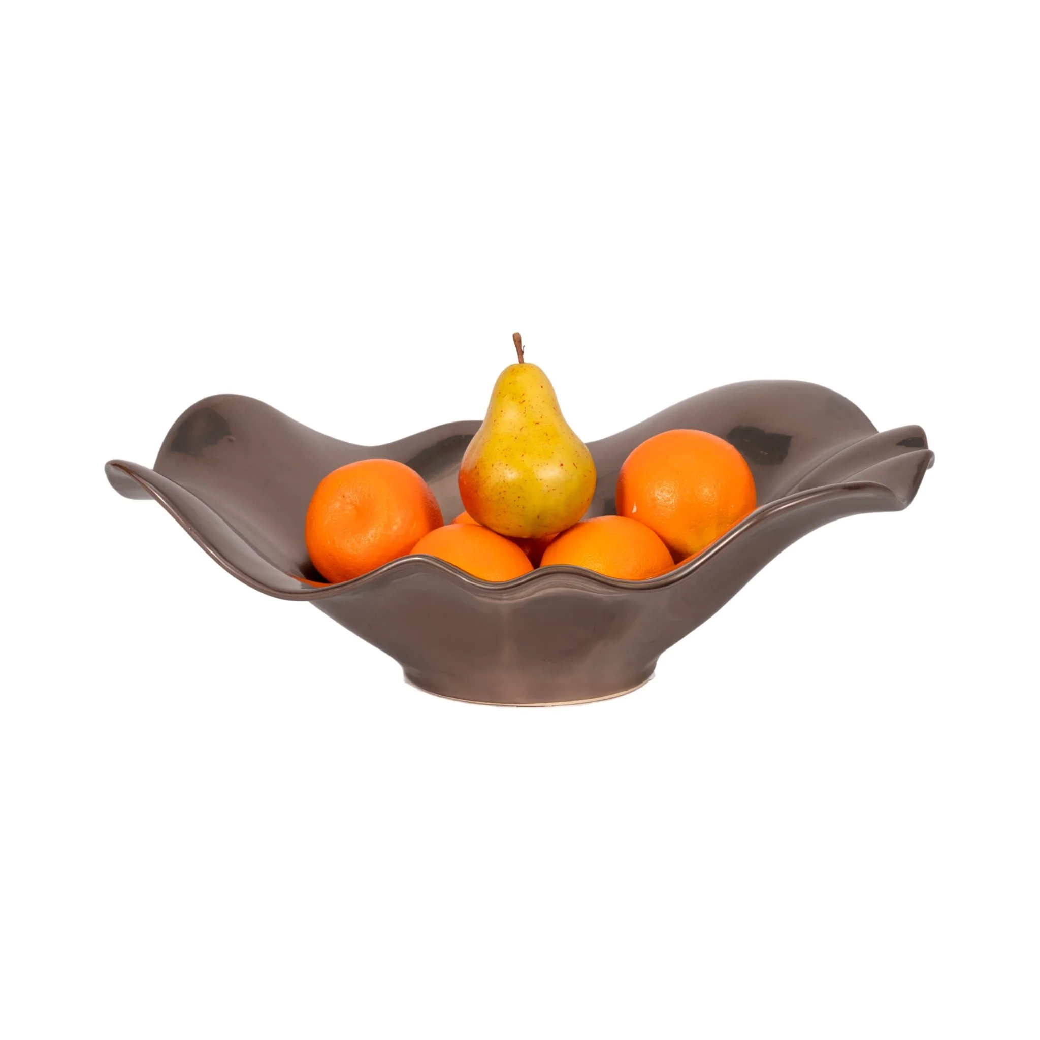 18" Ruffled Edge Bowl, Metal Bronze - Image 2