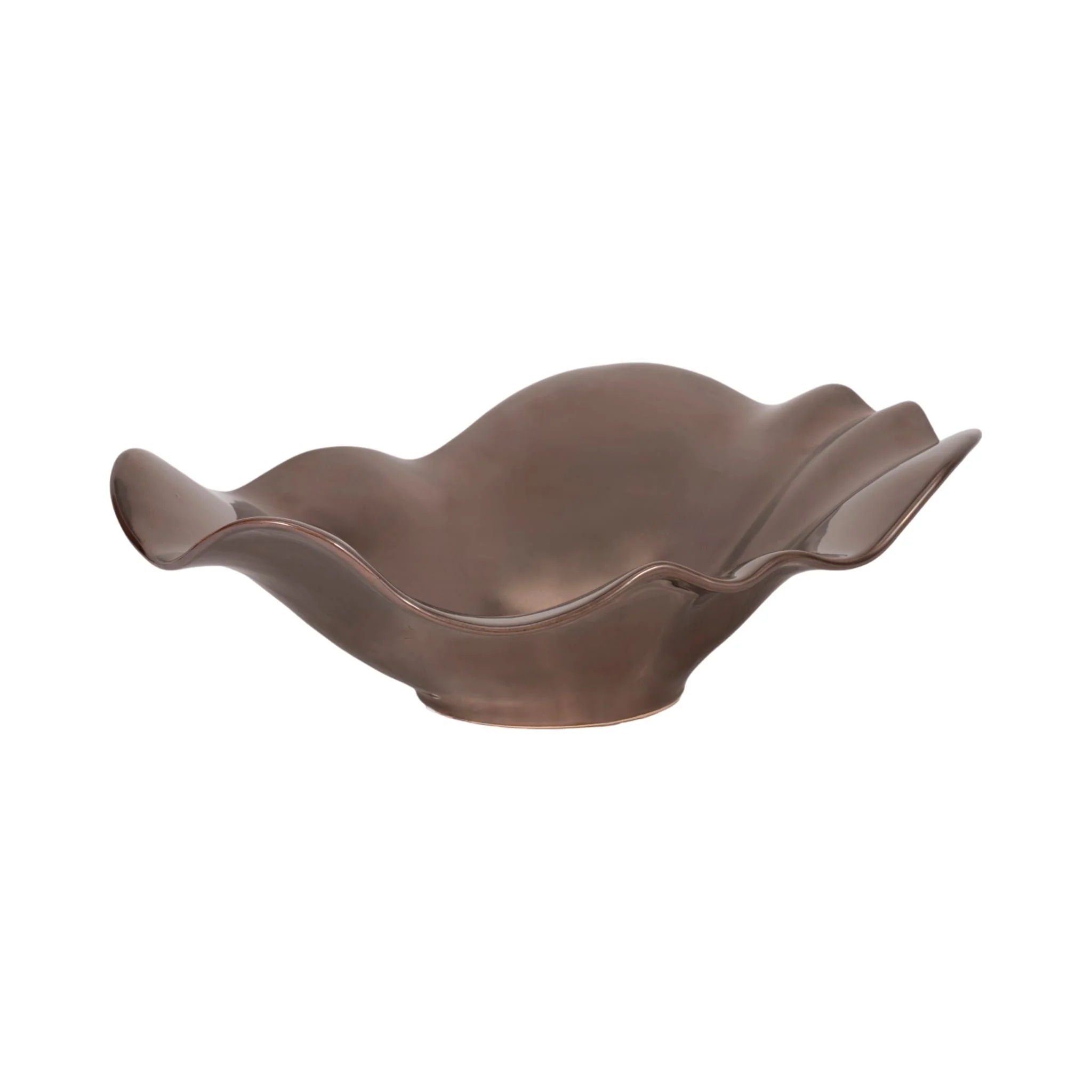 18" Ruffled Edge Bowl, Metal Bronze - Image 3