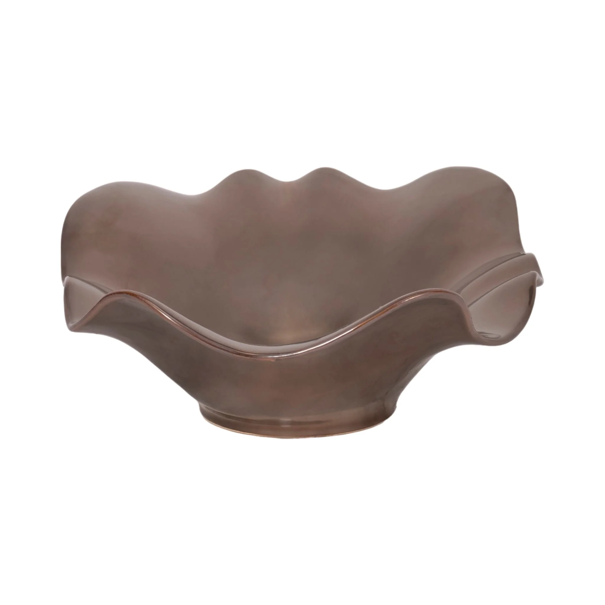 18" Ruffled Edge Bowl, Metal Bronze - Image 4