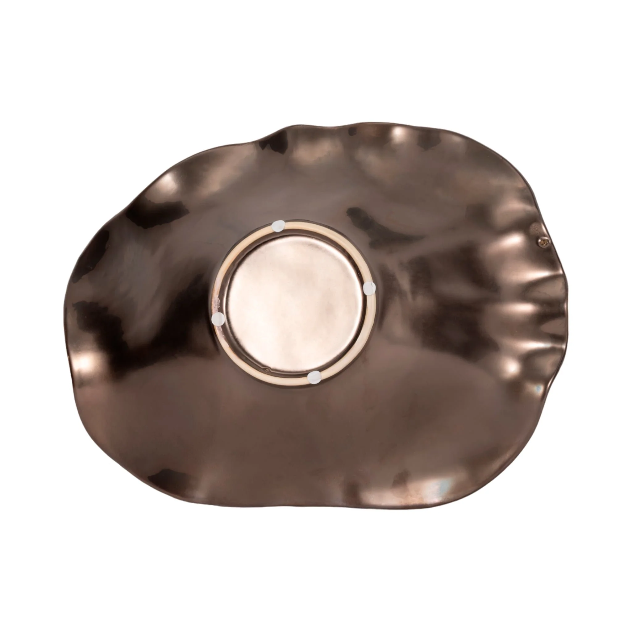 18" Ruffled Edge Bowl, Metal Bronze - Image 7