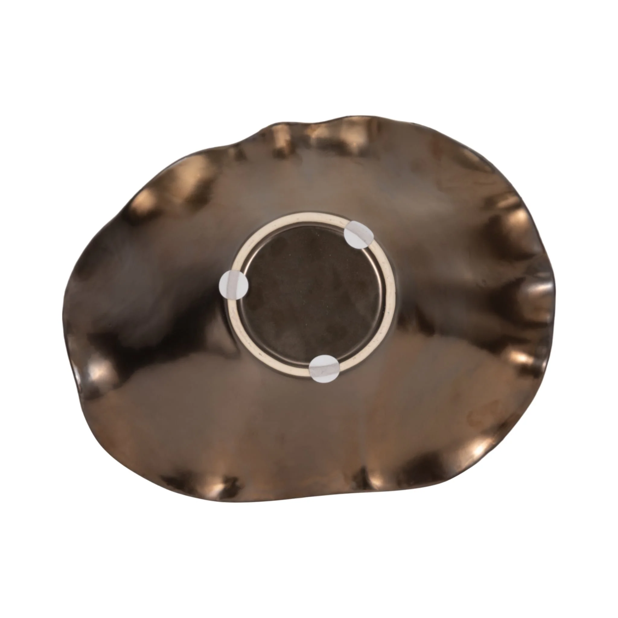 18" Ruffled Edge Bowl, Metal Bronze - Image 8