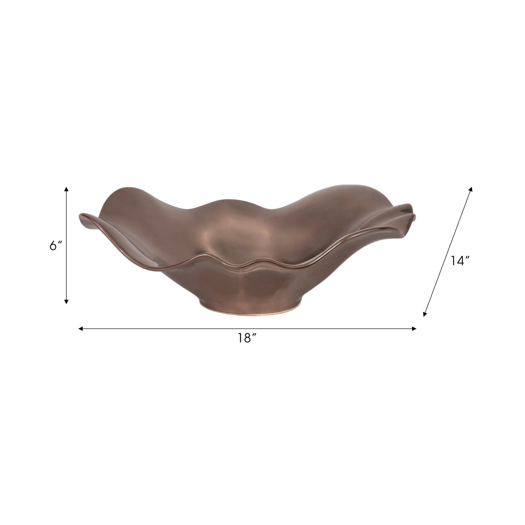 18" Ruffled Edge Bowl, Metal Bronze - Image 9