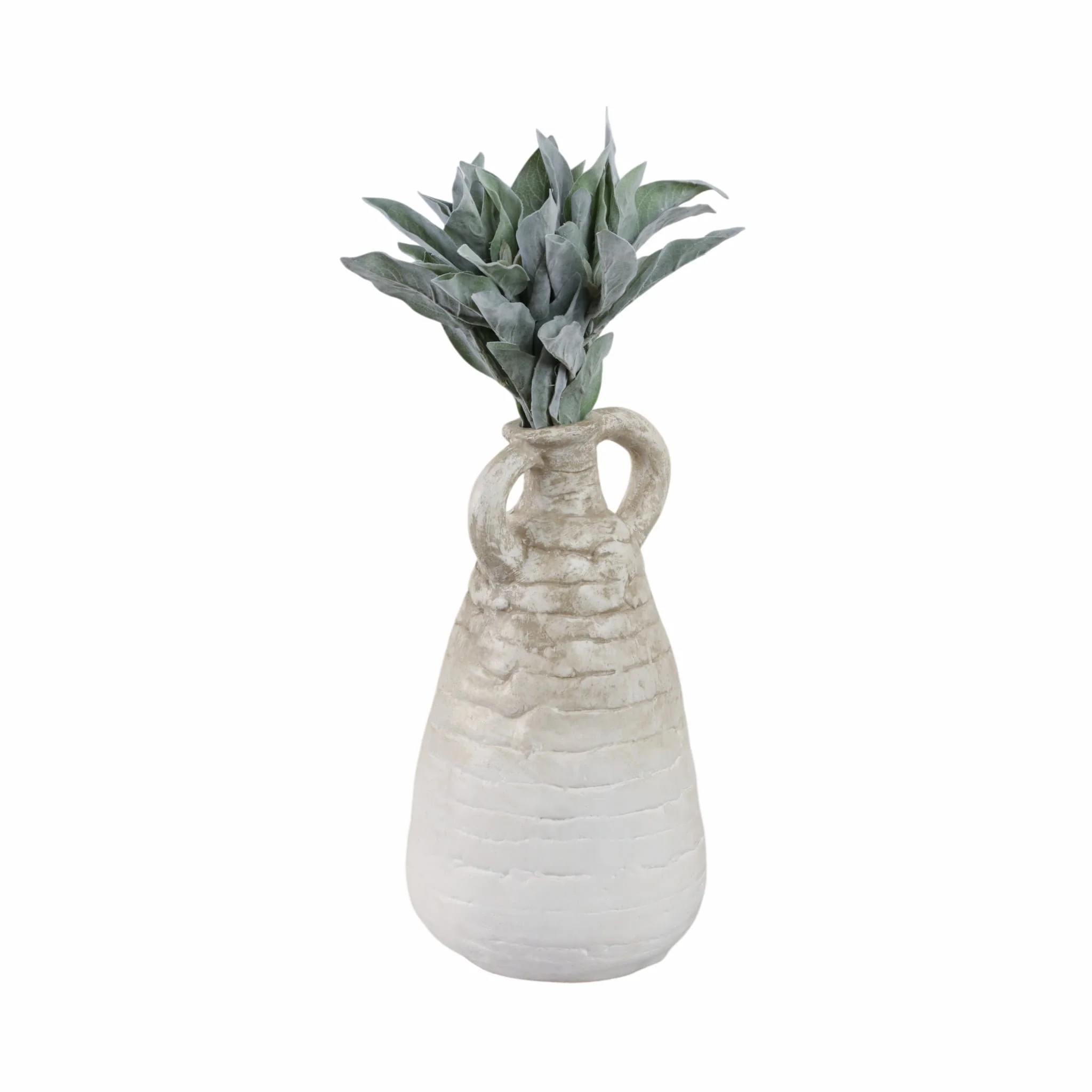 18" Slanted Terracotta Eared Vase, Ivory - Image 2
