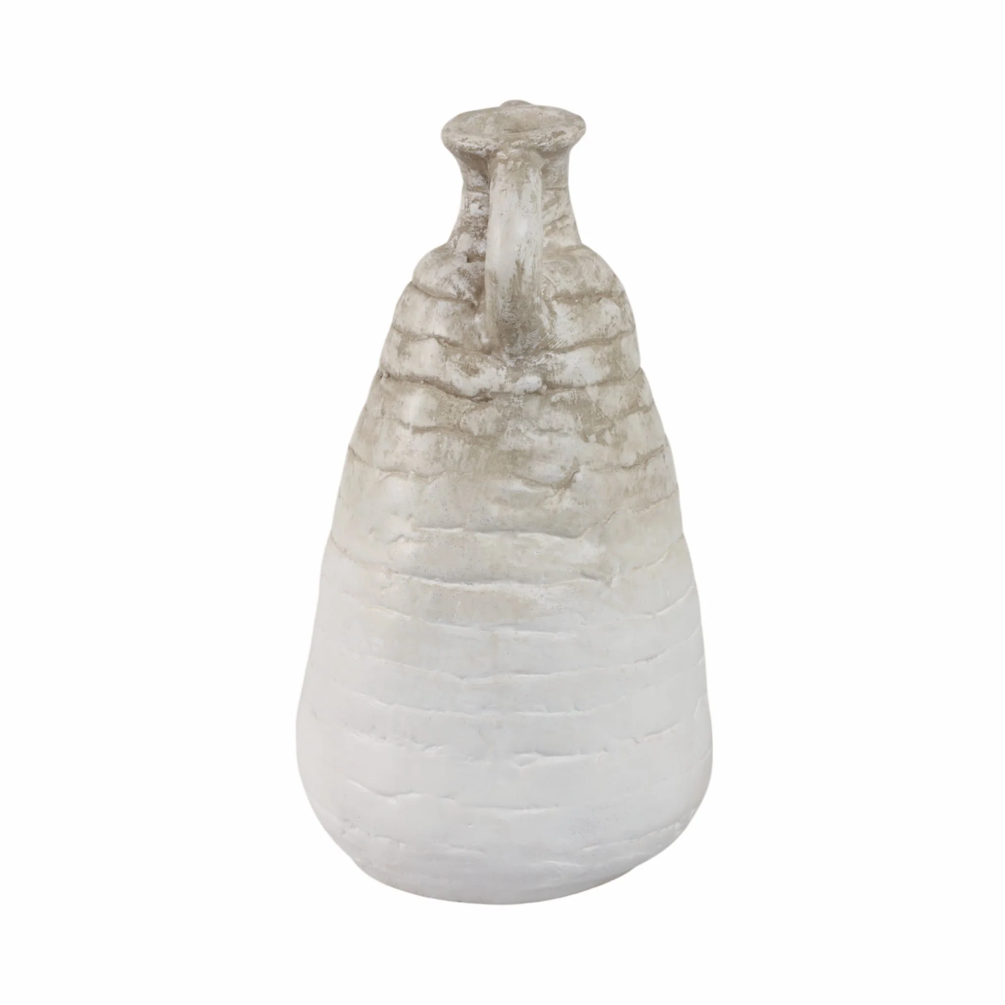 18" Slanted Terracotta Eared Vase, Ivory - Image 3