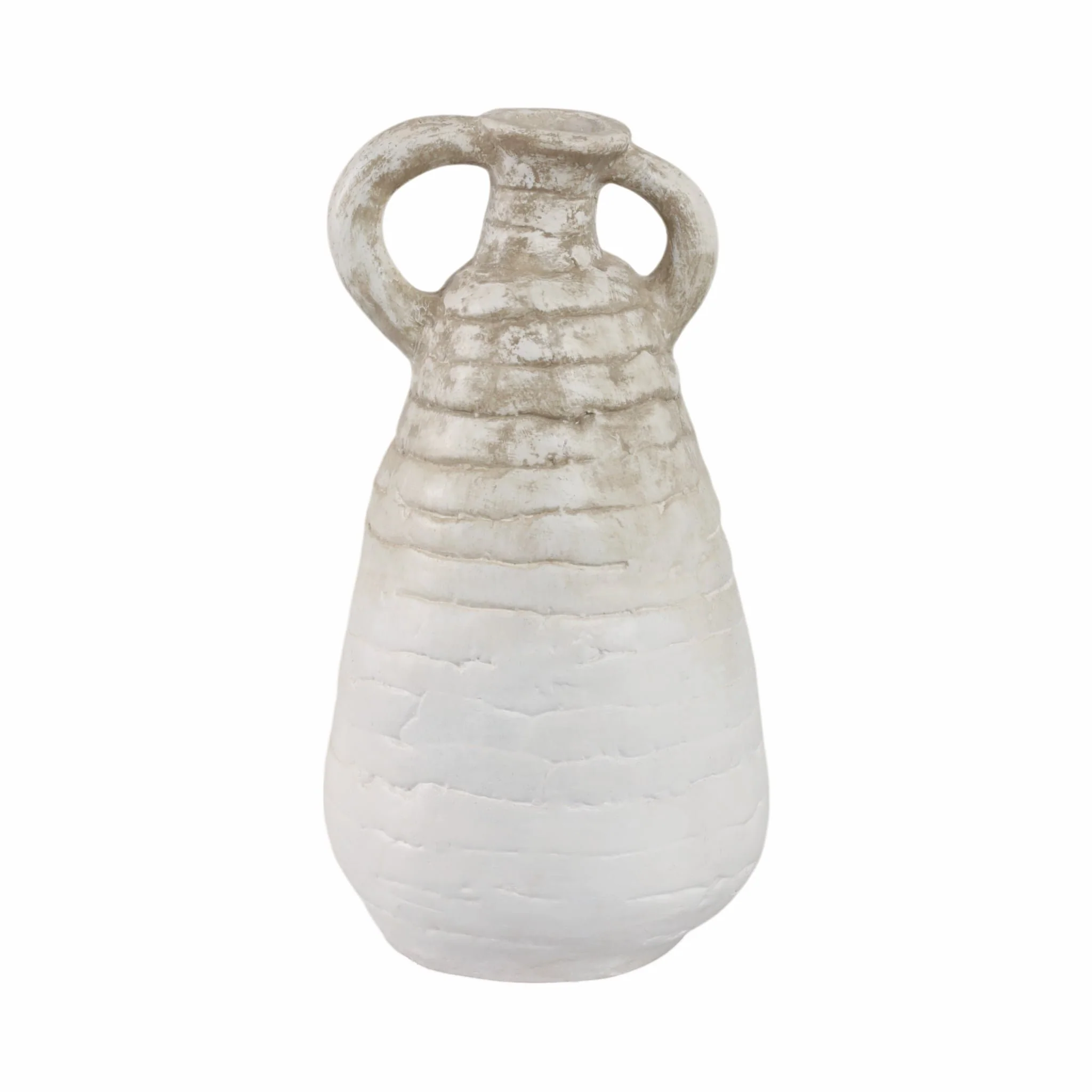 18" Slanted Terracotta Eared Vase, Ivory - Image 4