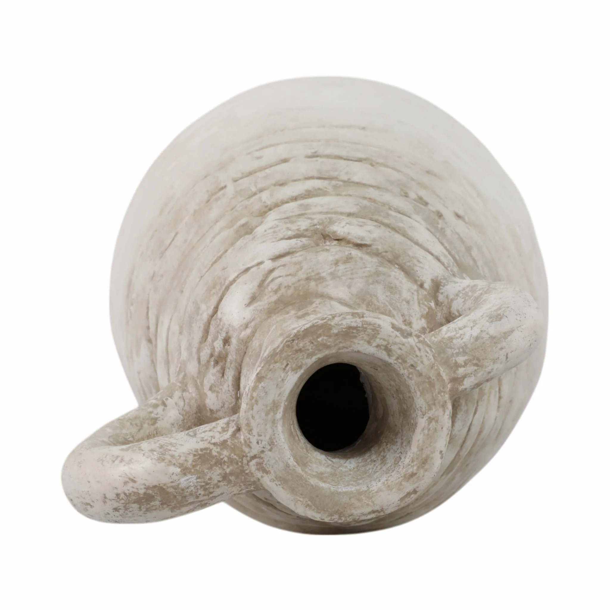 18" Slanted Terracotta Eared Vase, Ivory - Image 6