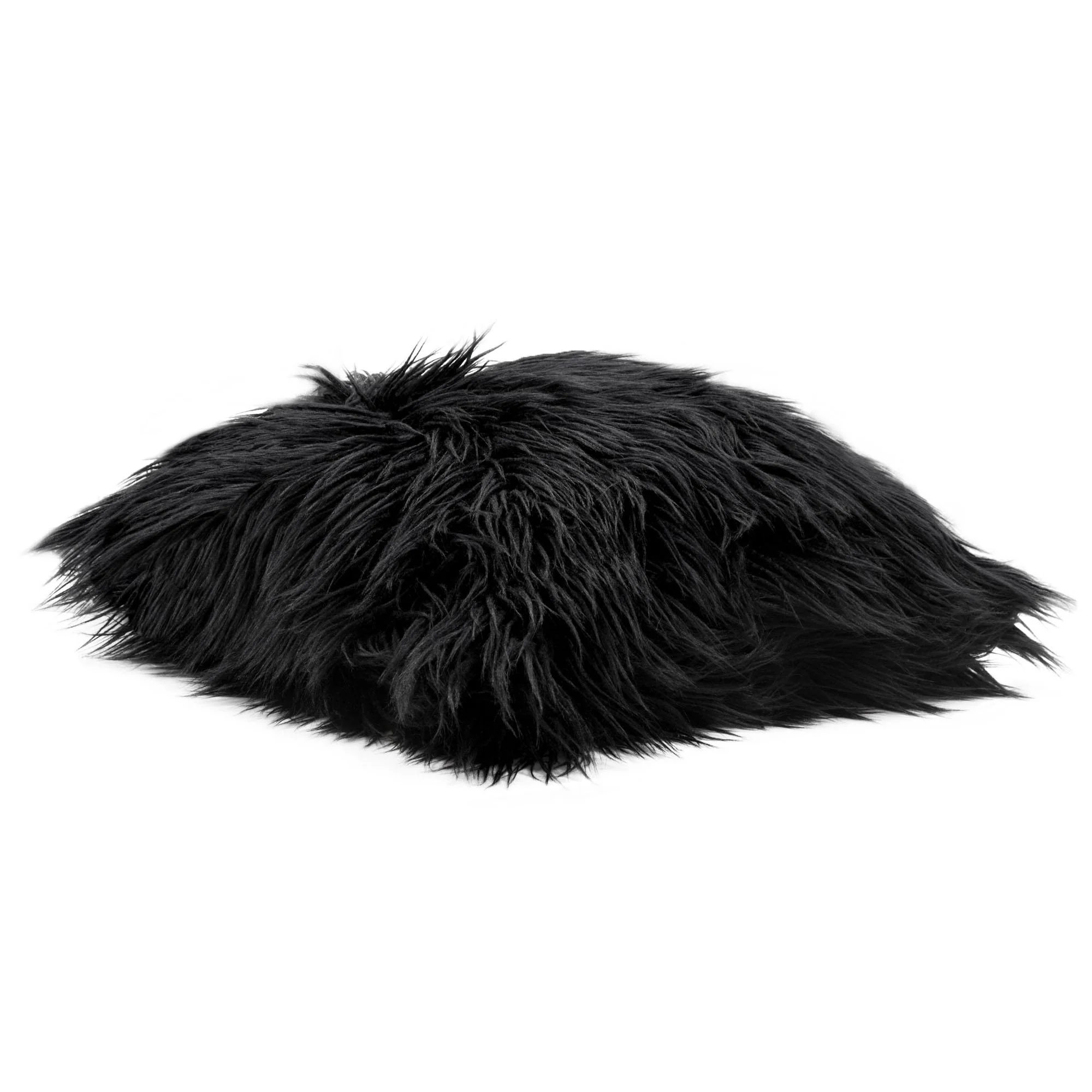 18" Square Accent Pillow by Diamond Sofa in Black Dual-Sided Faux Fur - Image 3