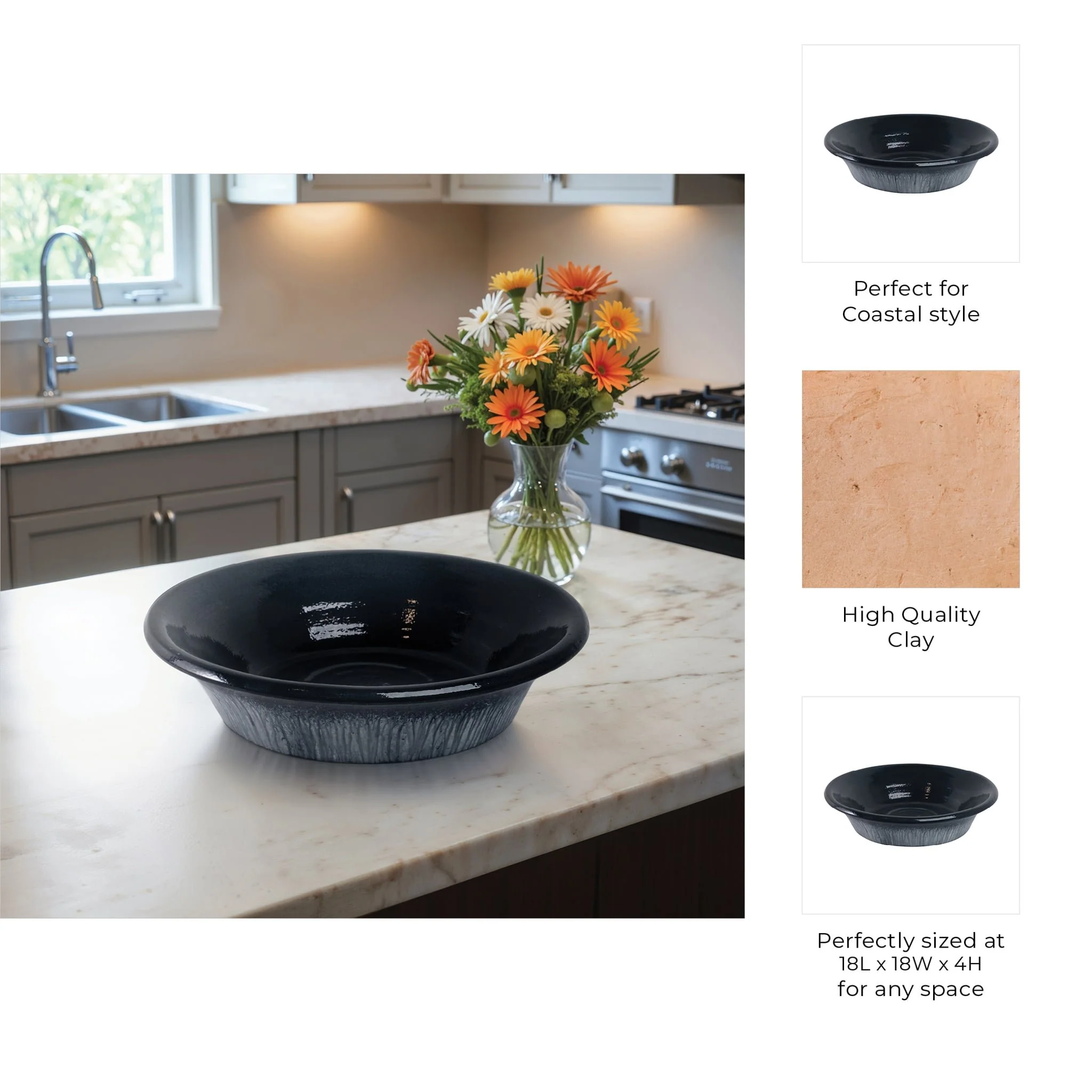18" Tapered Bowl Reactive Finish, Blue - Image 9