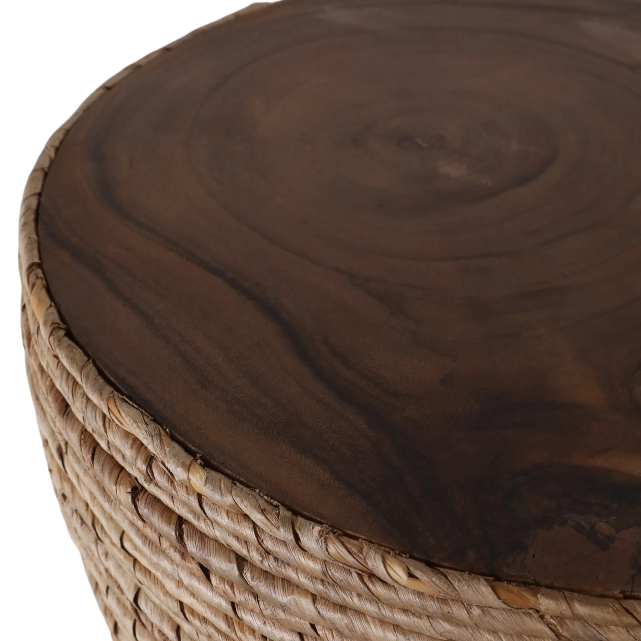 18" Teakwood Accent Table W/woven Banana Leaf, Nat - Image 6