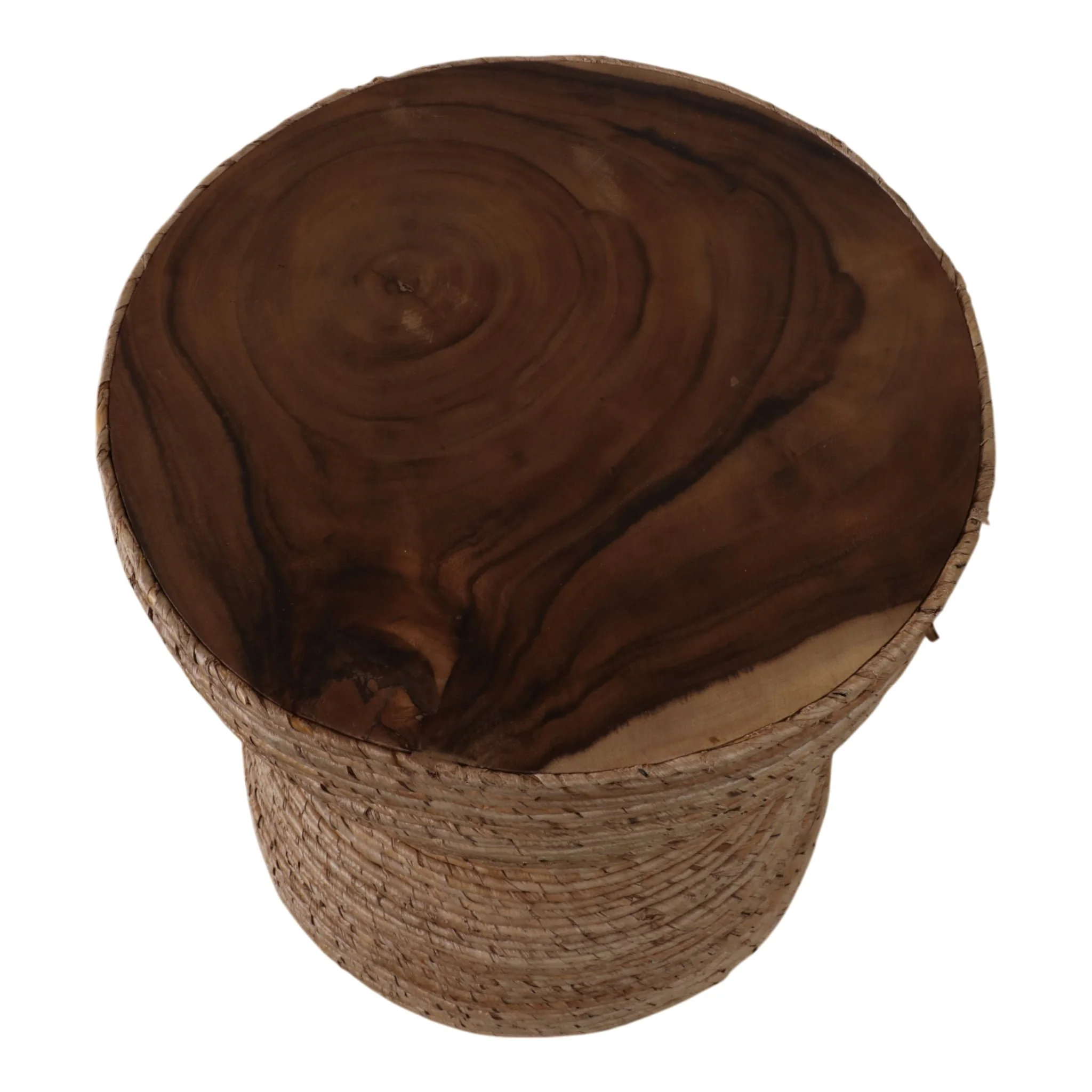 18" Teakwood Accent Table W/woven Banana Leaf, Nat - Image 7
